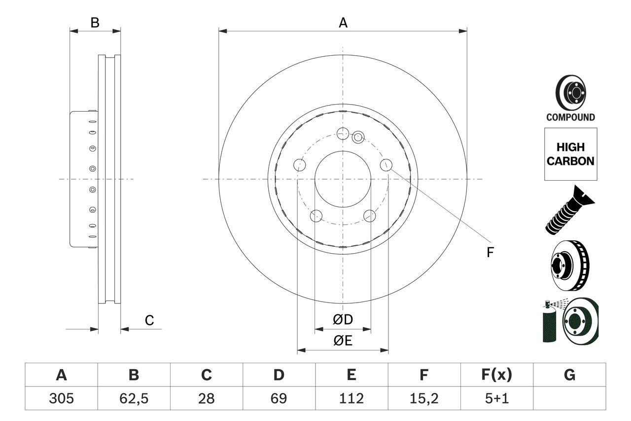 Compre 0986479H46 Bosch Disco do freio dianteiro