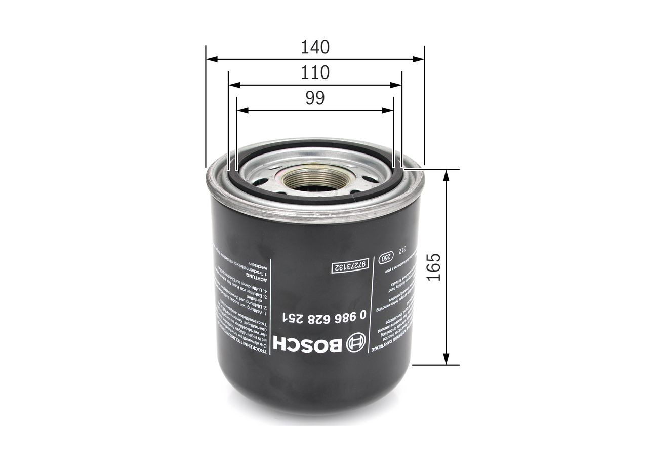Filtro de secador de ar (separador de umidade e óleo) (TRUCK) Bosch 0986628251 preço, a partir de 66,54 USD