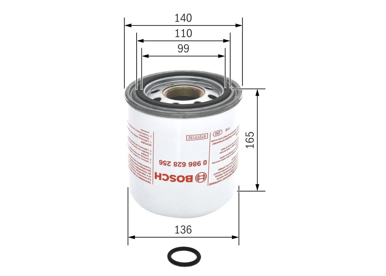 Compre 0986628256 Bosch Filtro de secador de ar (separador de umidade e óleo) (TRUCK)
