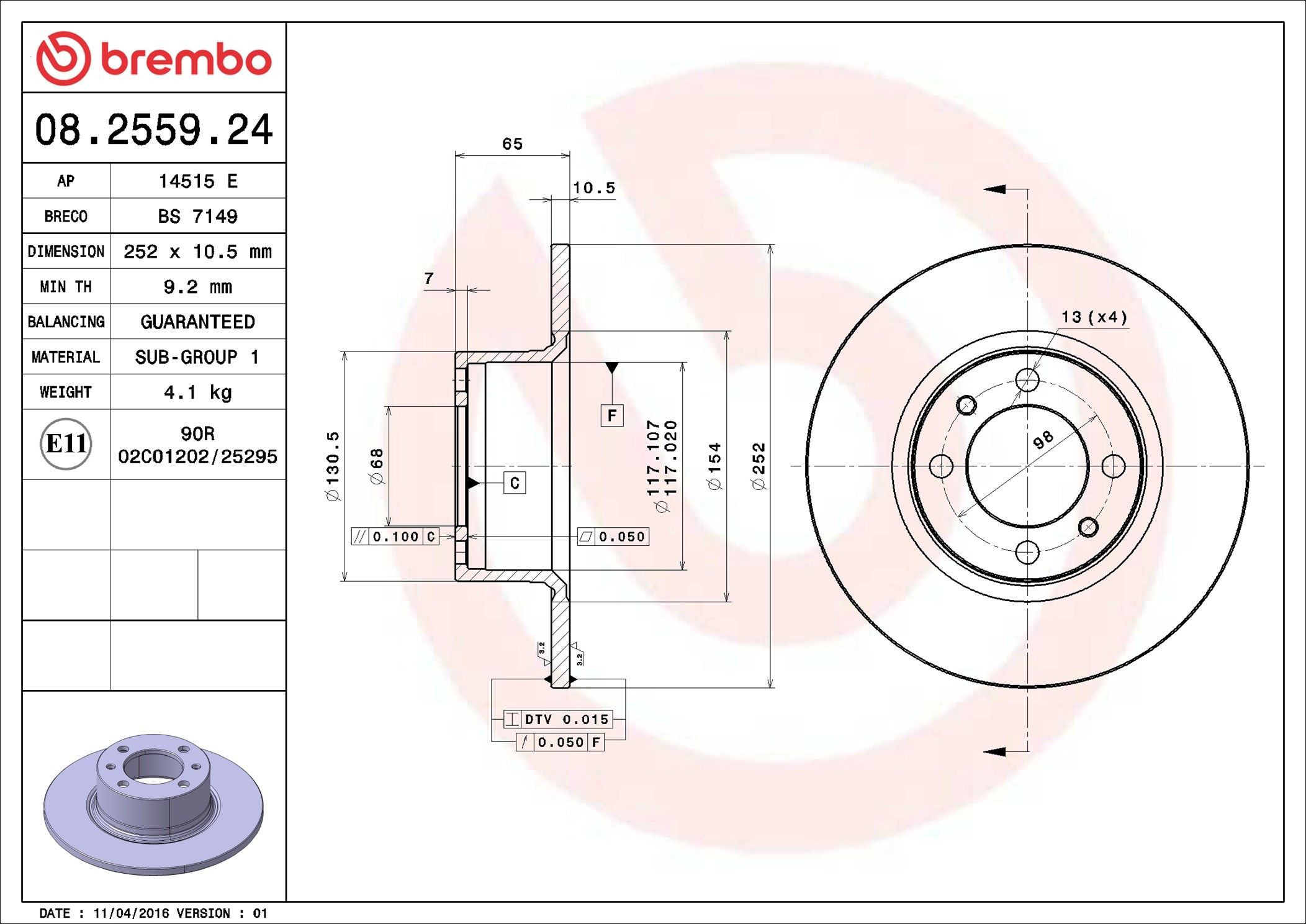 Compre 08255924 Brembo Disco do freio dianteiro