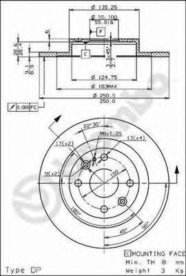 Compre 08685710 Brembo Disco do freio traseiro