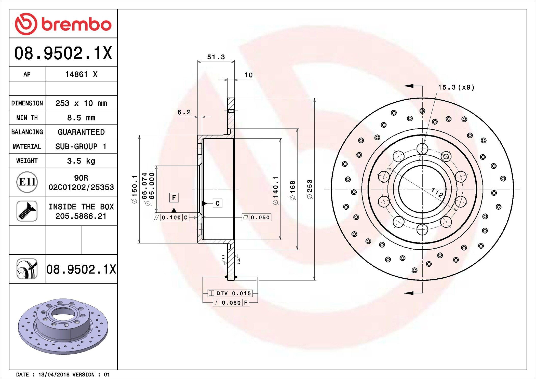 0895021X Brembo Disco do freio traseiro
