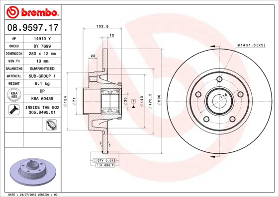 Compre 08959717 Brembo Disco do freio traseiro