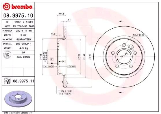 08997511 Brembo Disco do freio traseiro