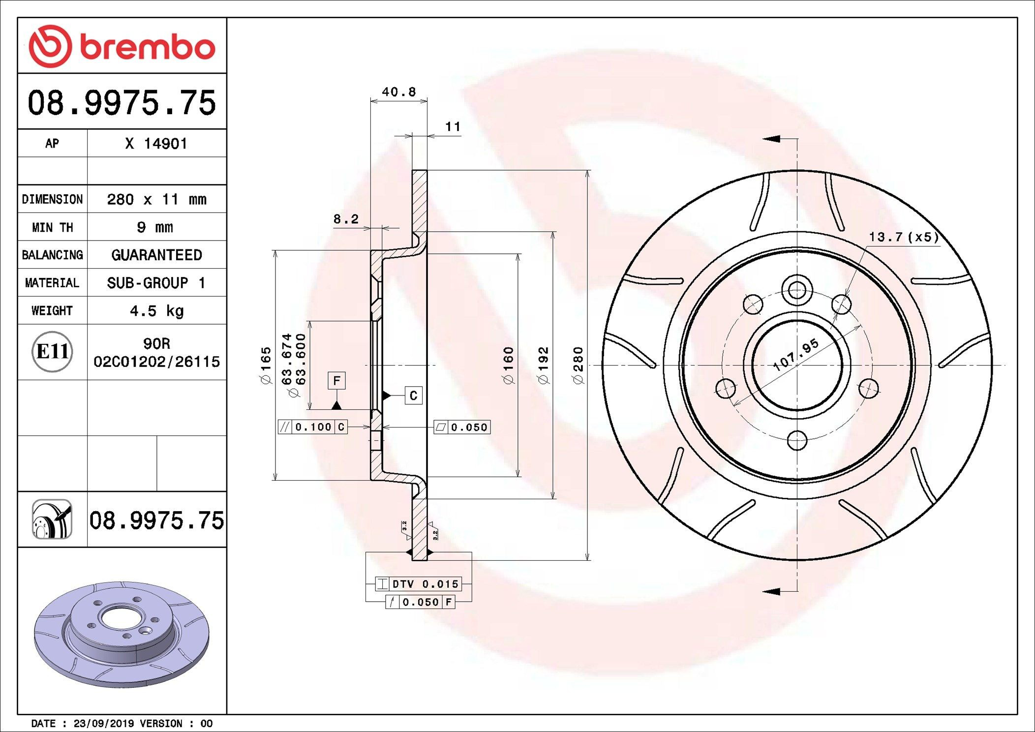 Compre 08997575 Brembo Disco do freio traseiro