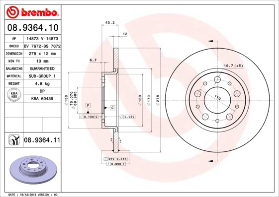 08A11211 Brembo Disco do freio traseiro