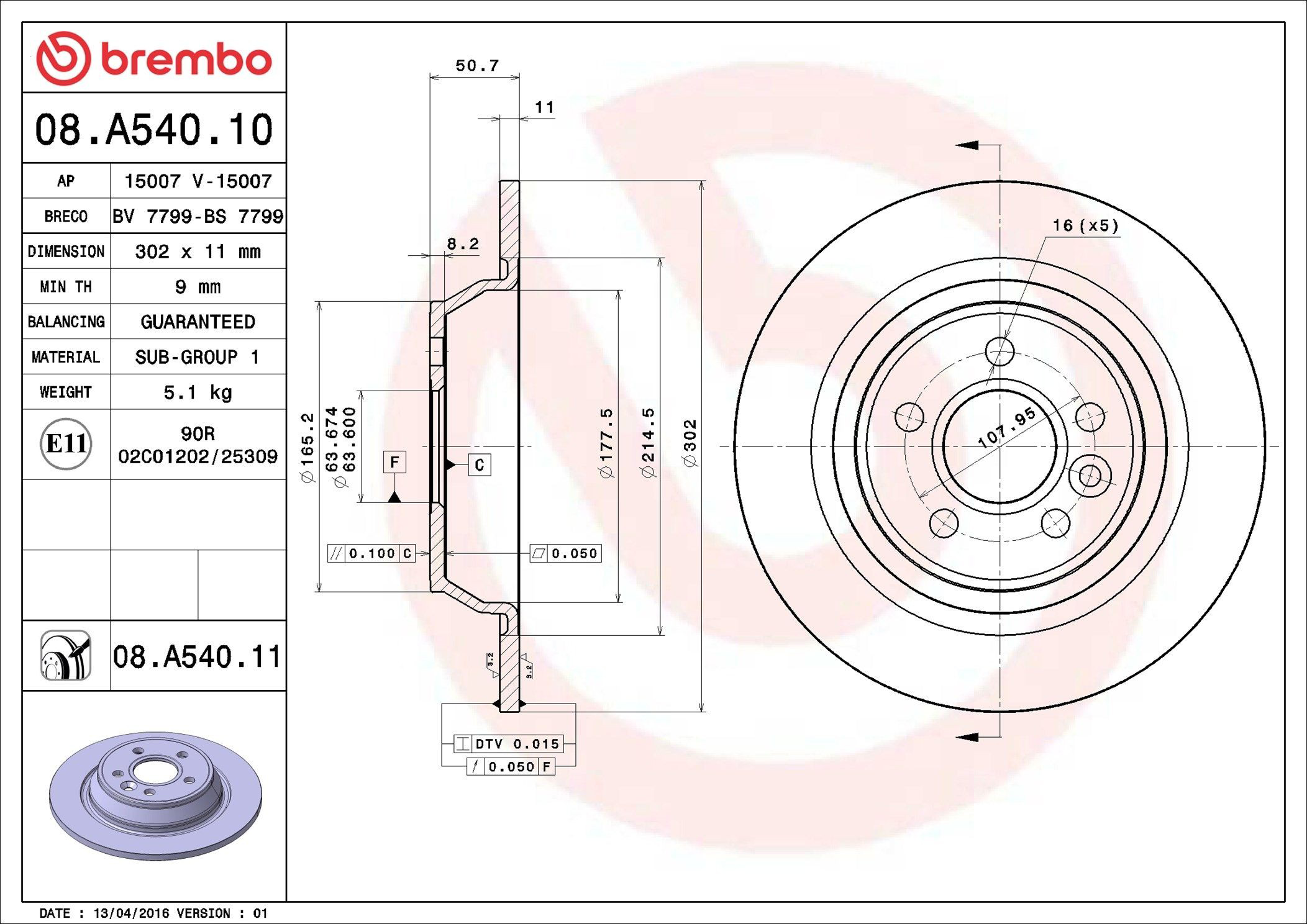 Disco do freio traseiro Brembo 08A54010 preço, a partir de 43,08 USD