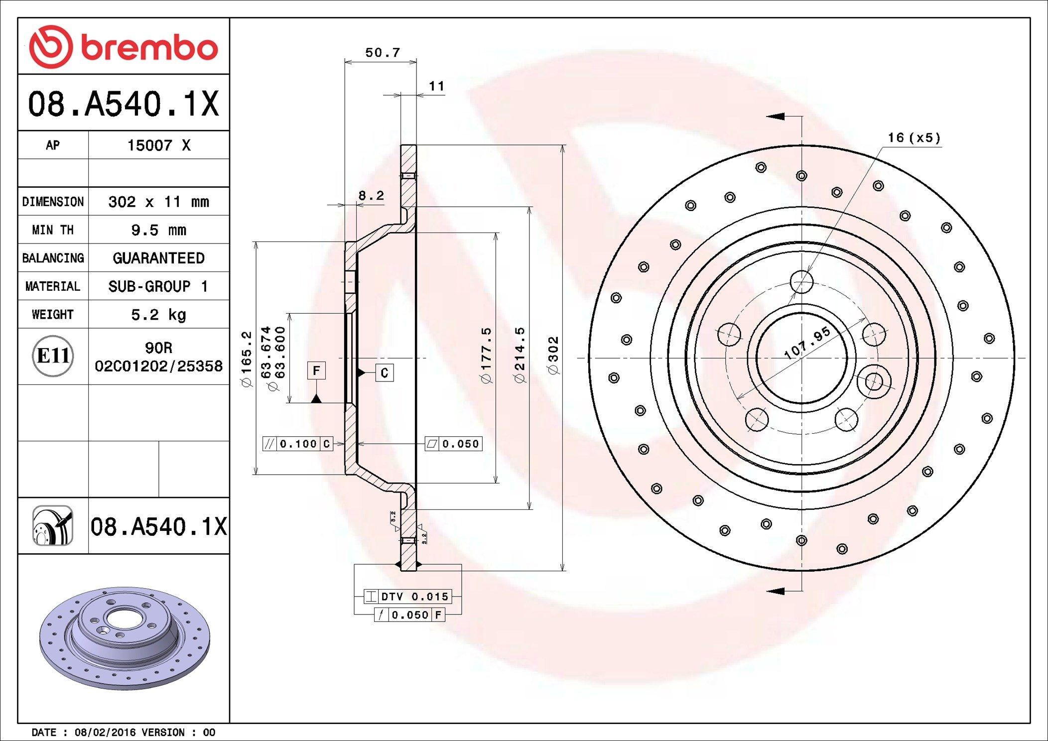 Disco do freio traseiro Brembo 08A5401X preço, a partir de 40,22 USD