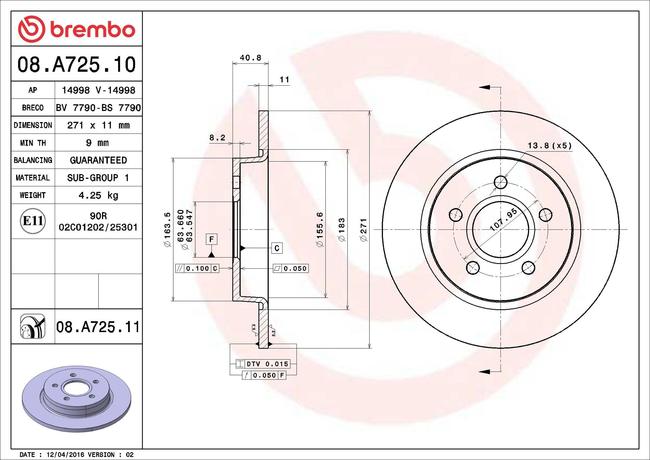 Disco do freio traseiro Brembo 08A72510 preço, a partir de 34,18 USD