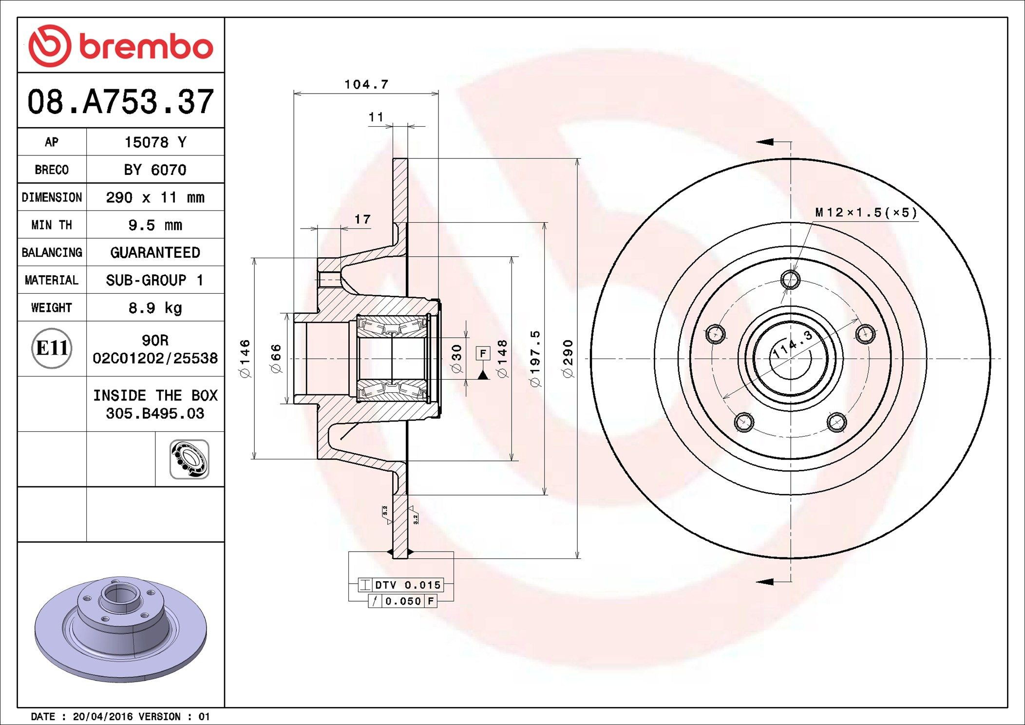 Compre 08A75337 Brembo Disco do freio traseiro