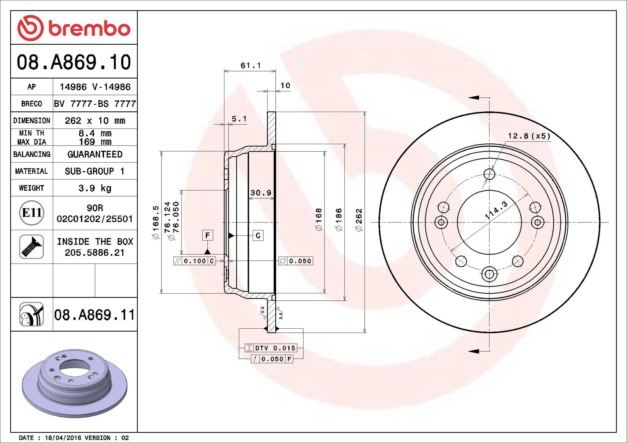 Compre 08A86910 Brembo Disco do freio traseiro