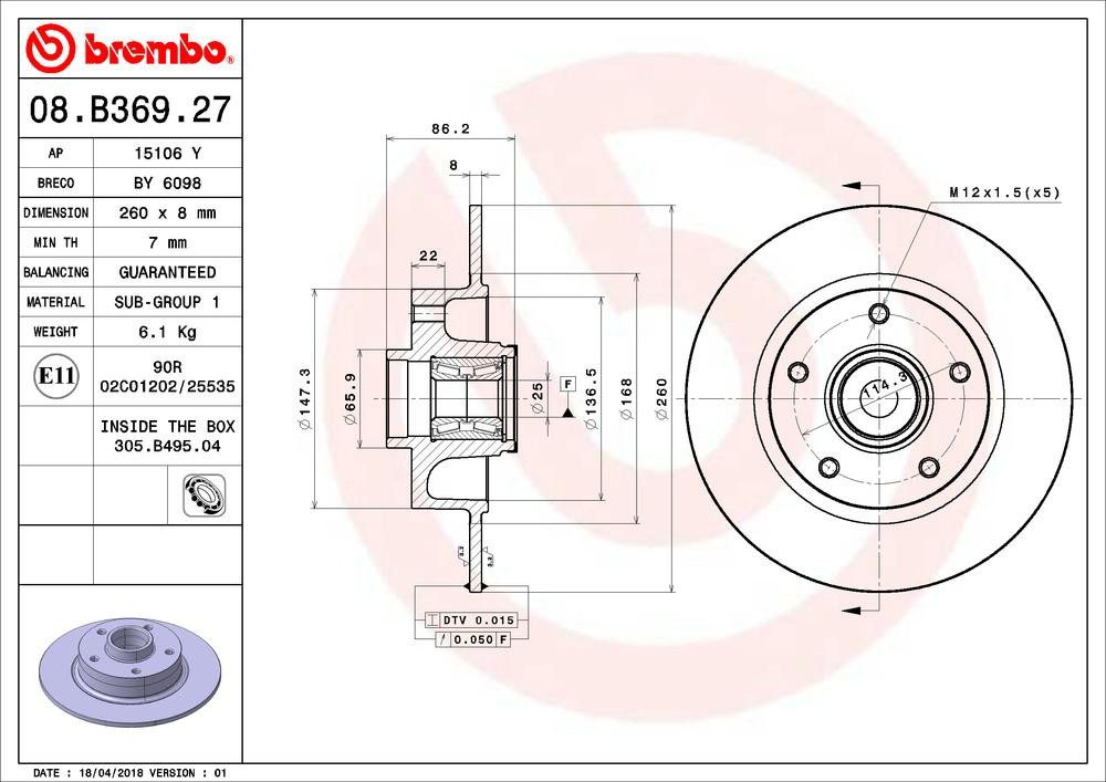 Compre 08B36927 Brembo Disco do freio traseiro
