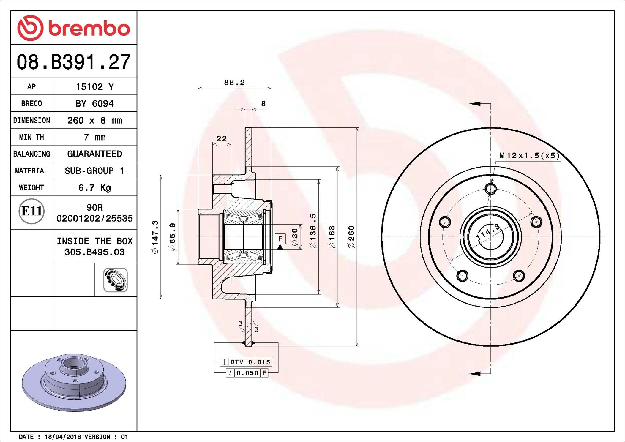 Disco do freio traseiro Brembo 08B39127 preço, a partir de 98,41 USD
