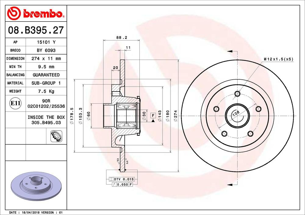 Compre 08B39527 Brembo Disco do freio traseiro