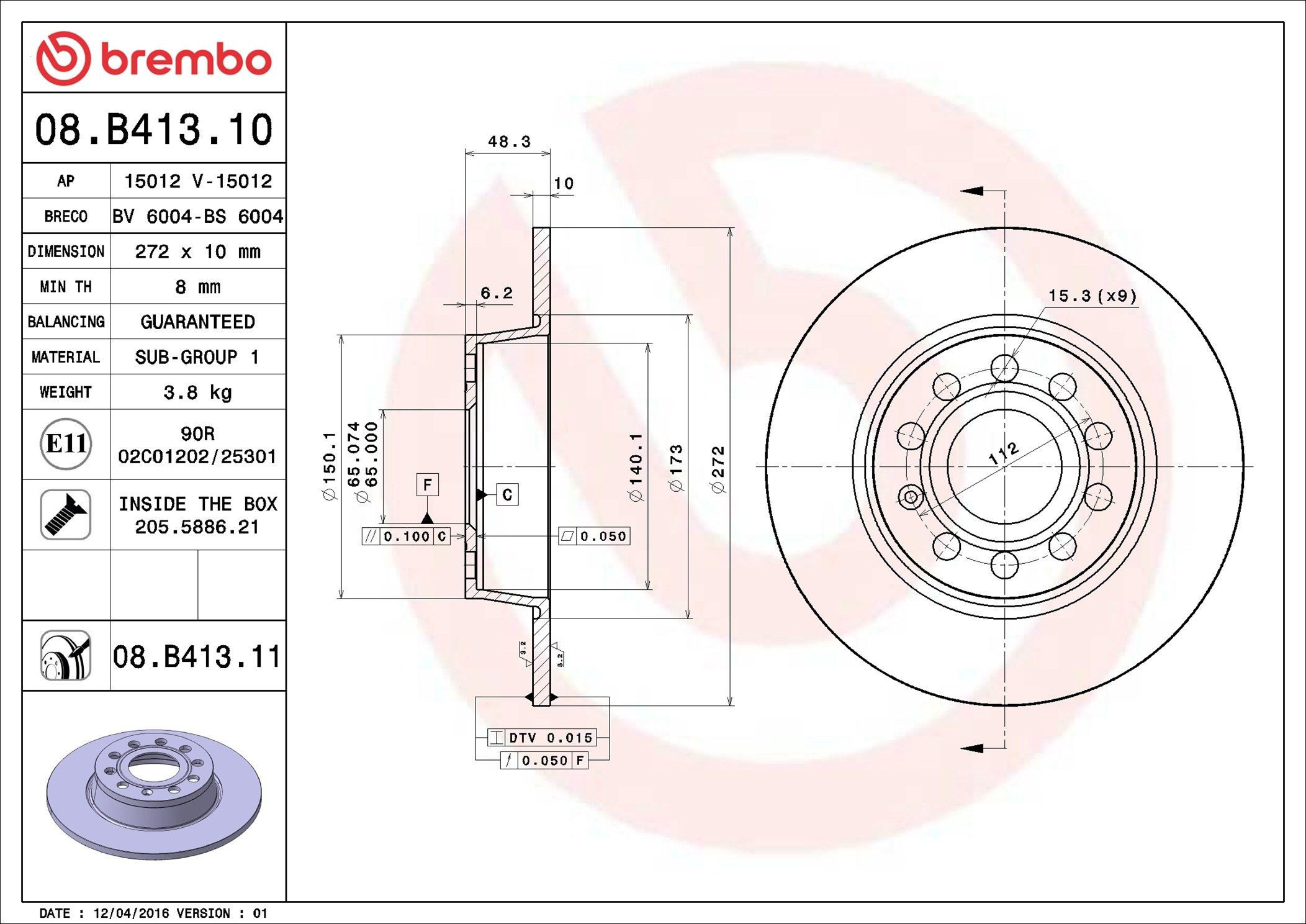 Disco do freio traseiro Brembo 08B41311 preço, a partir de 45,29 USD