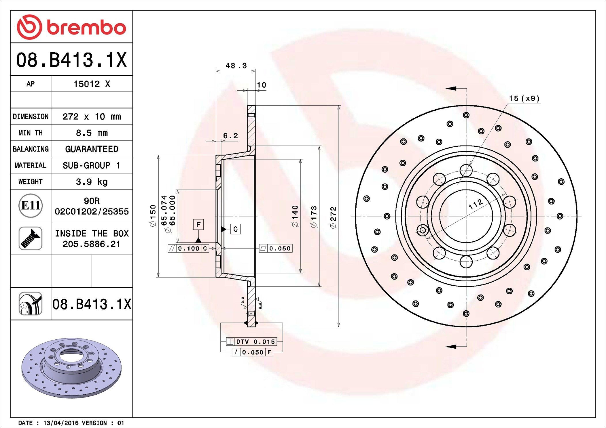 Disco do freio traseiro Brembo 08B4131X preço, a partir de 45,56 USD