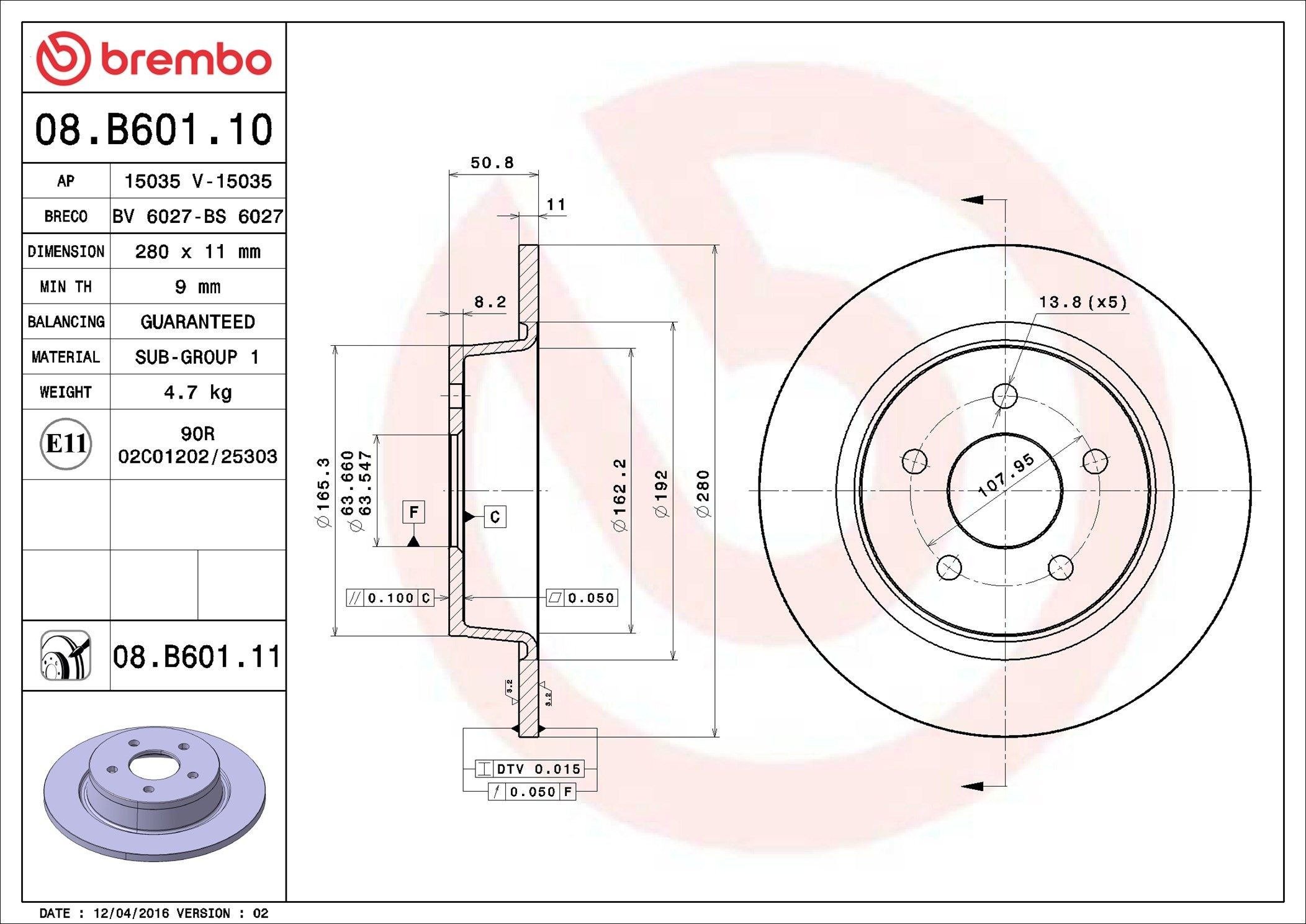 Disco do freio traseiro Brembo 08B60110 preço, a partir de 44,70 USD