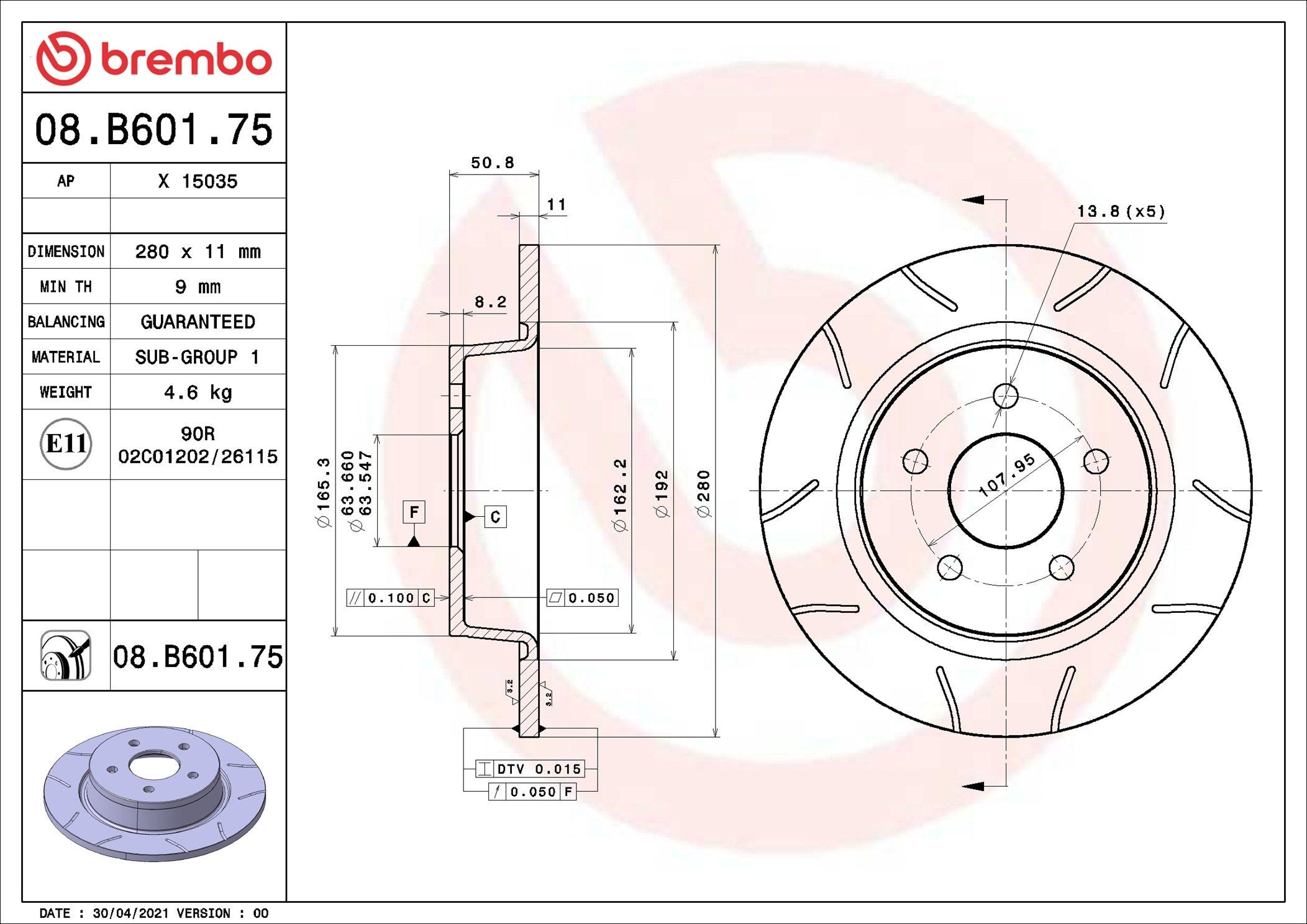 Disco do freio traseiro Brembo 08B60175 preço, a partir de 66,99 USD