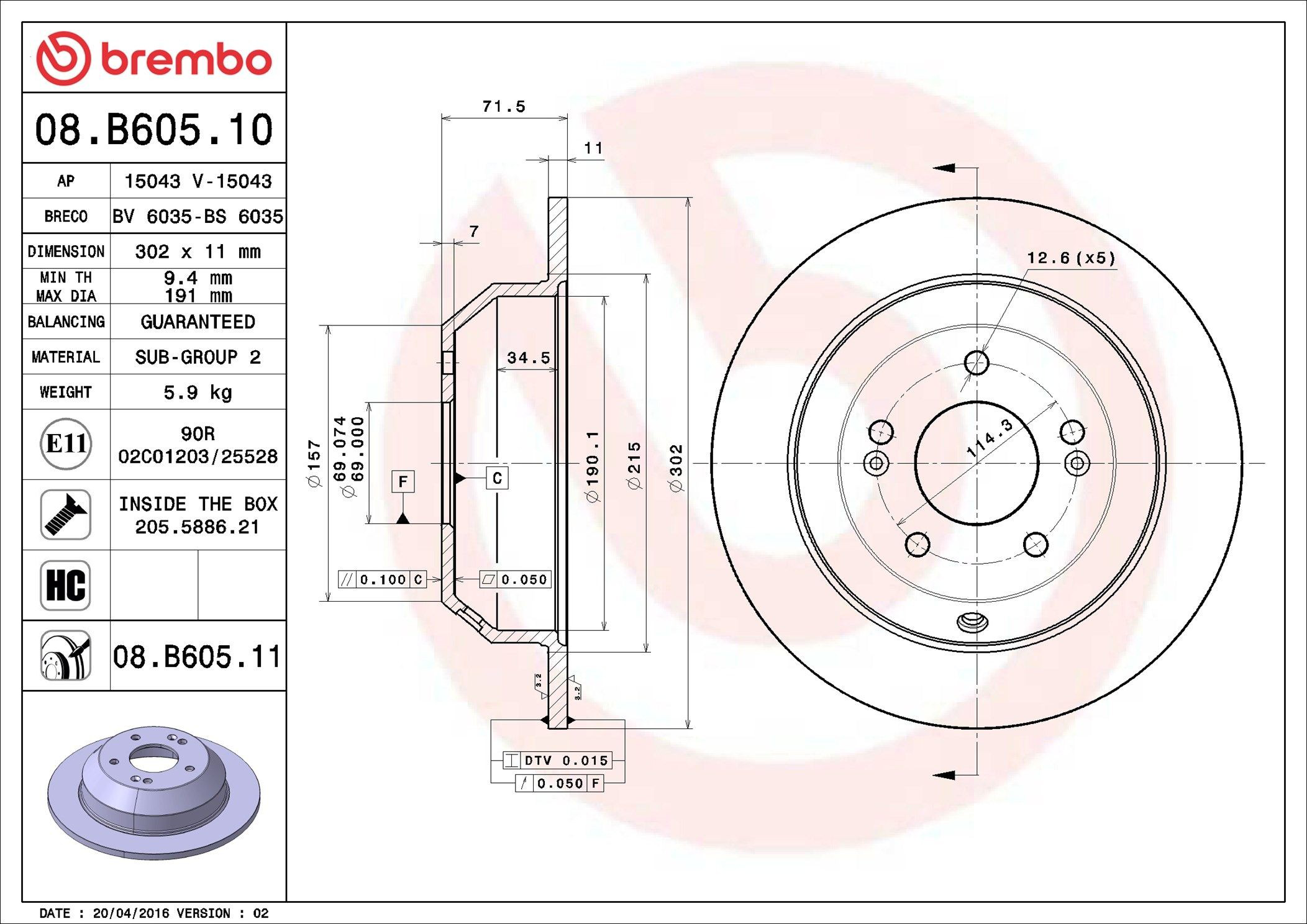 Disco do freio traseiro Brembo 08B60510 preço, a partir de 74,91 USD