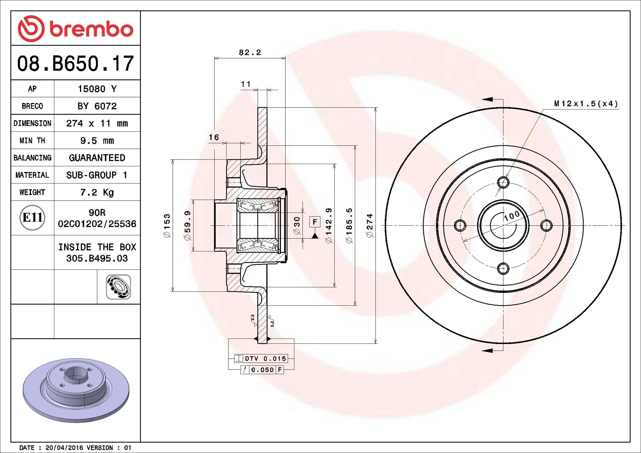 Compre 08B65017 Brembo Disco do freio traseiro