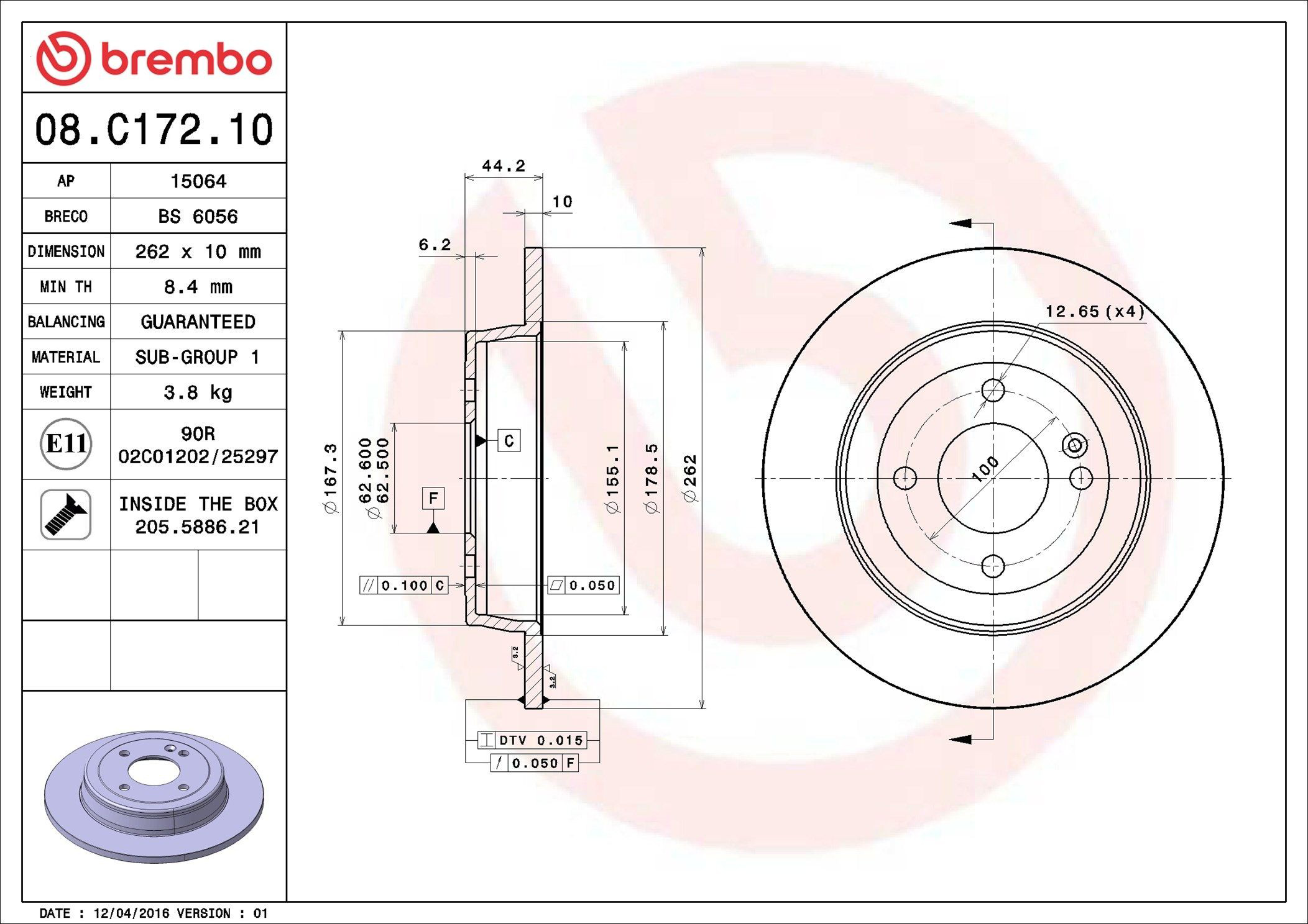 Disco do freio traseiro Brembo 08C17210 preço, a partir de 40,17 USD