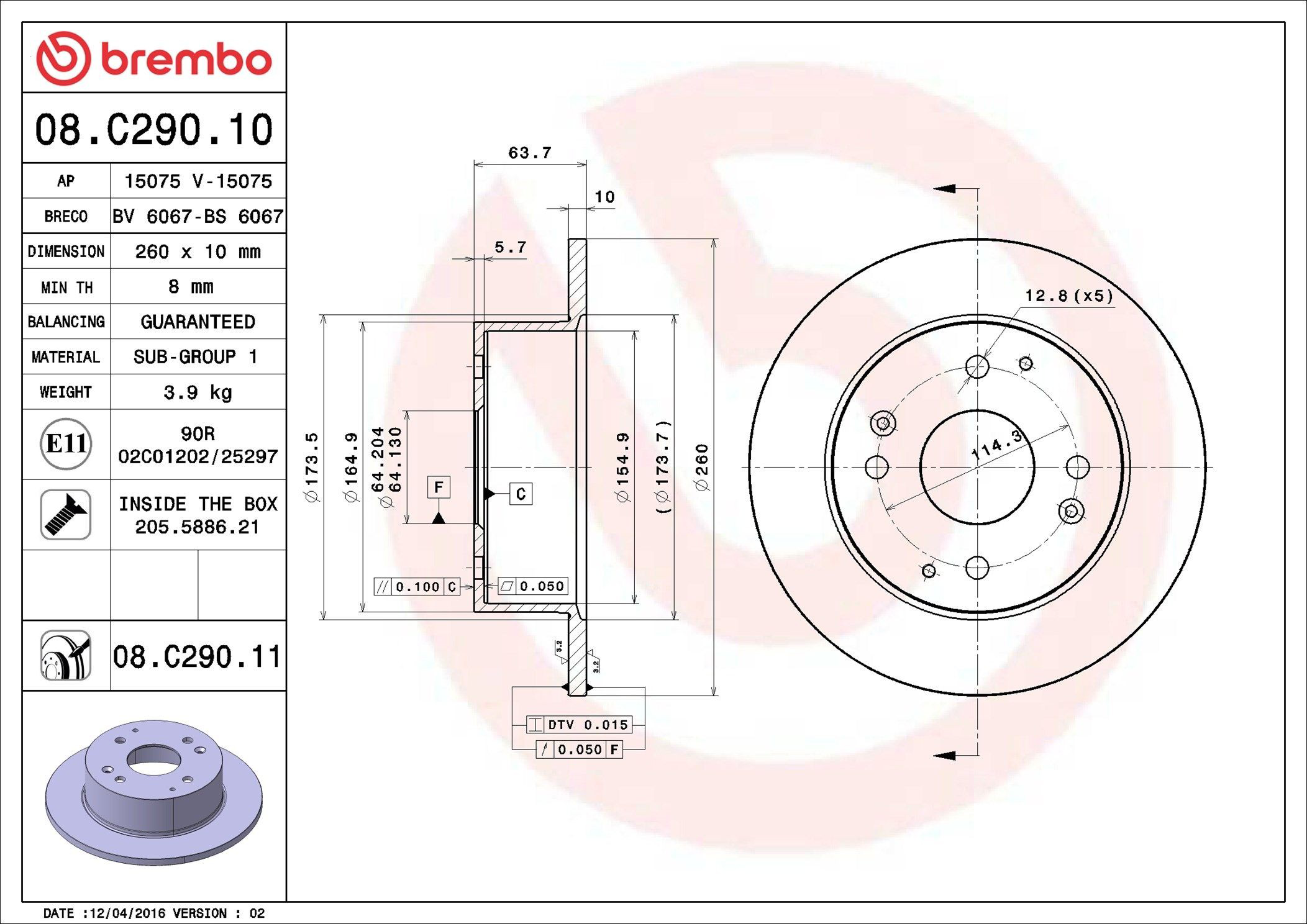 Compre 08C29011 Brembo Disco do freio traseiro