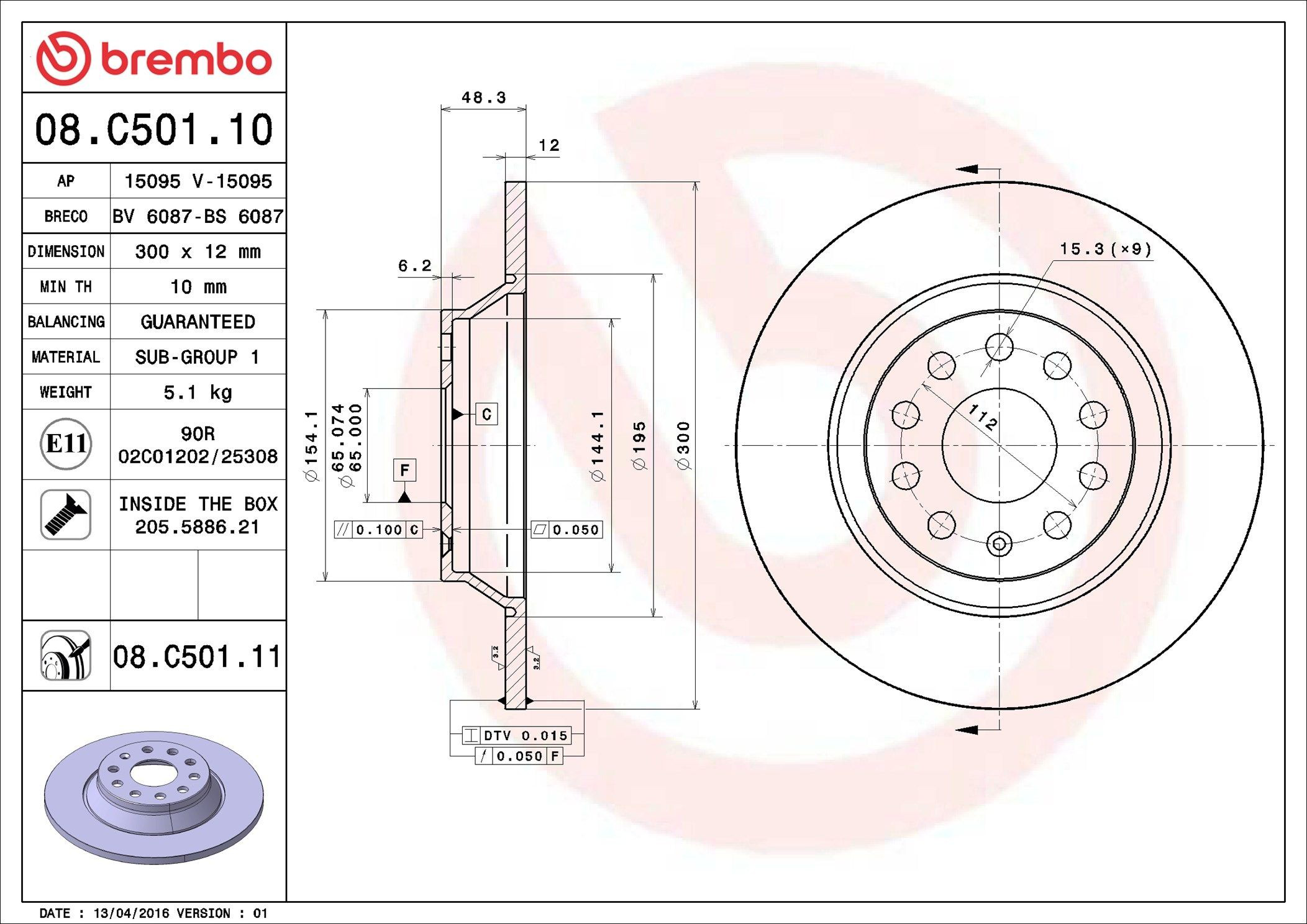 Compre 08C50111 Brembo Disco do freio traseiro