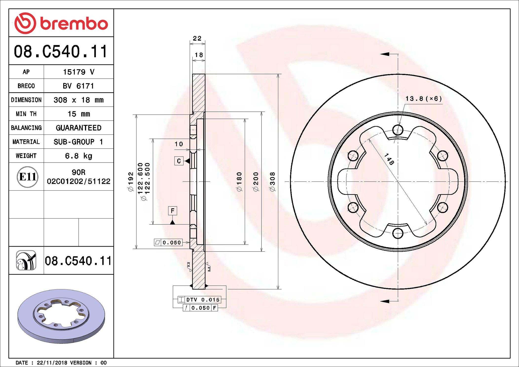 Compre 08C54011 Brembo Disco do freio traseiro