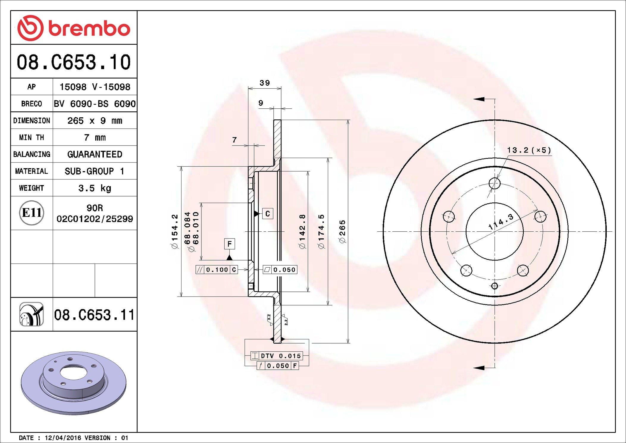Compre 08C65311 Brembo Disco do freio traseiro