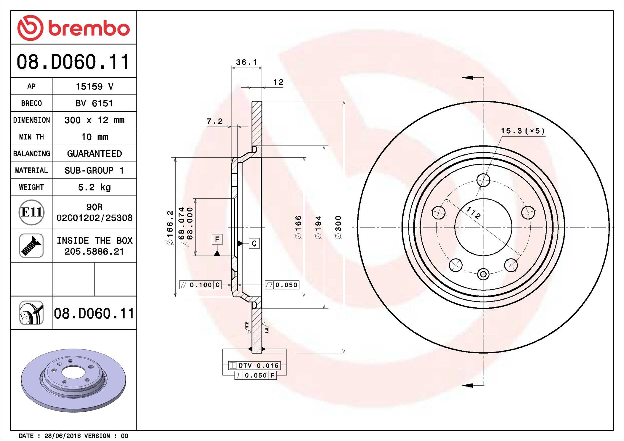 Disco do freio traseiro Brembo 08D06011 preço, a partir de 57,09 USD