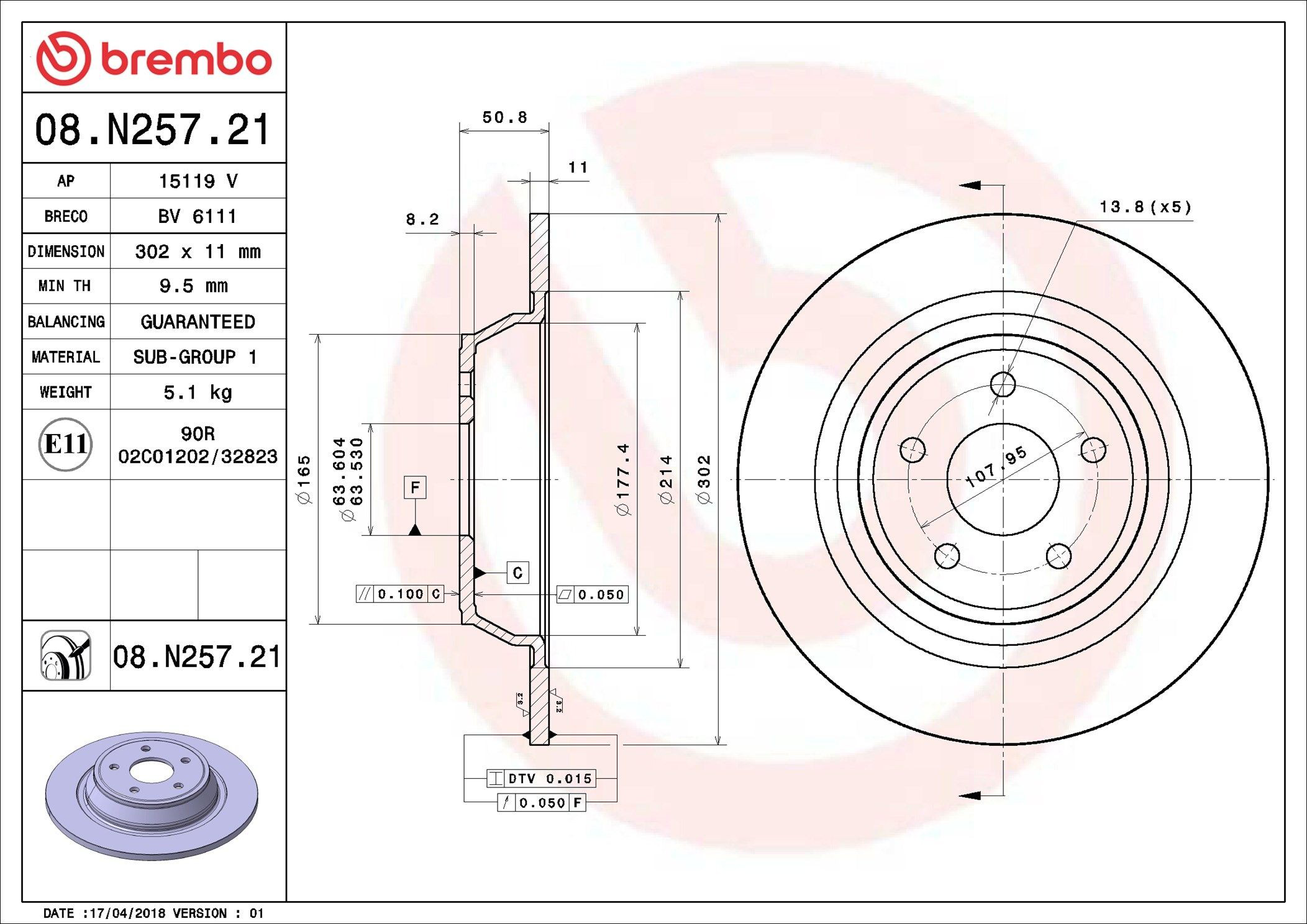 08N25721 Brembo Disco do freio traseiro