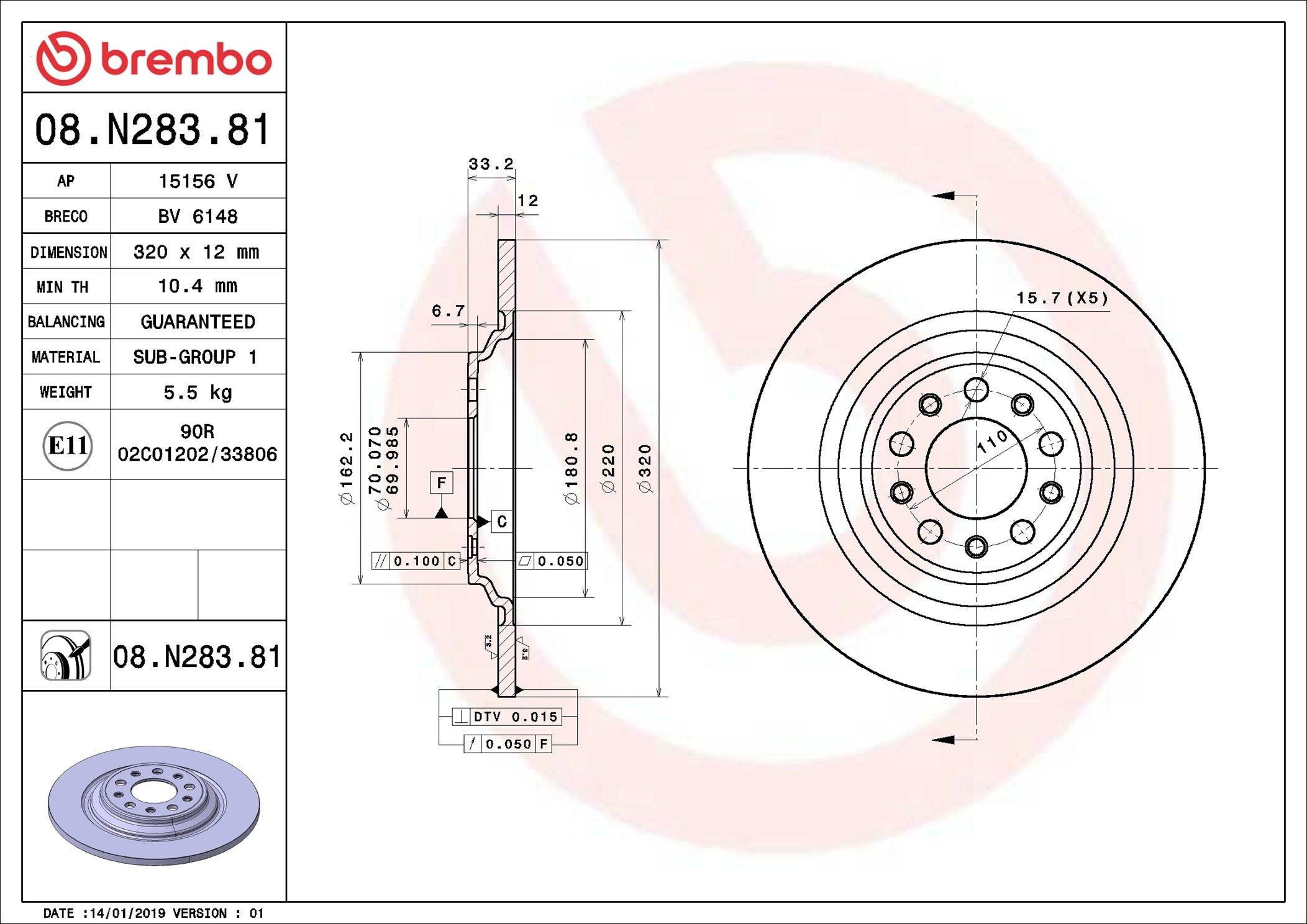 Compre 08N28381 Brembo Disco do freio traseiro