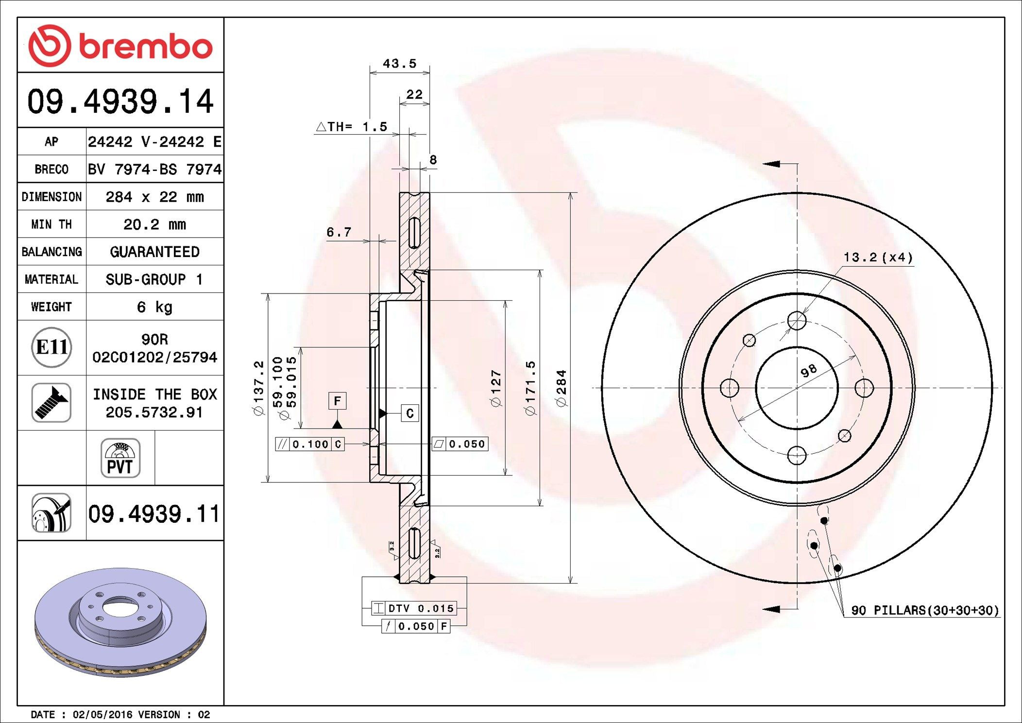 Compre 09493914 Brembo Disco do freio dianteiro