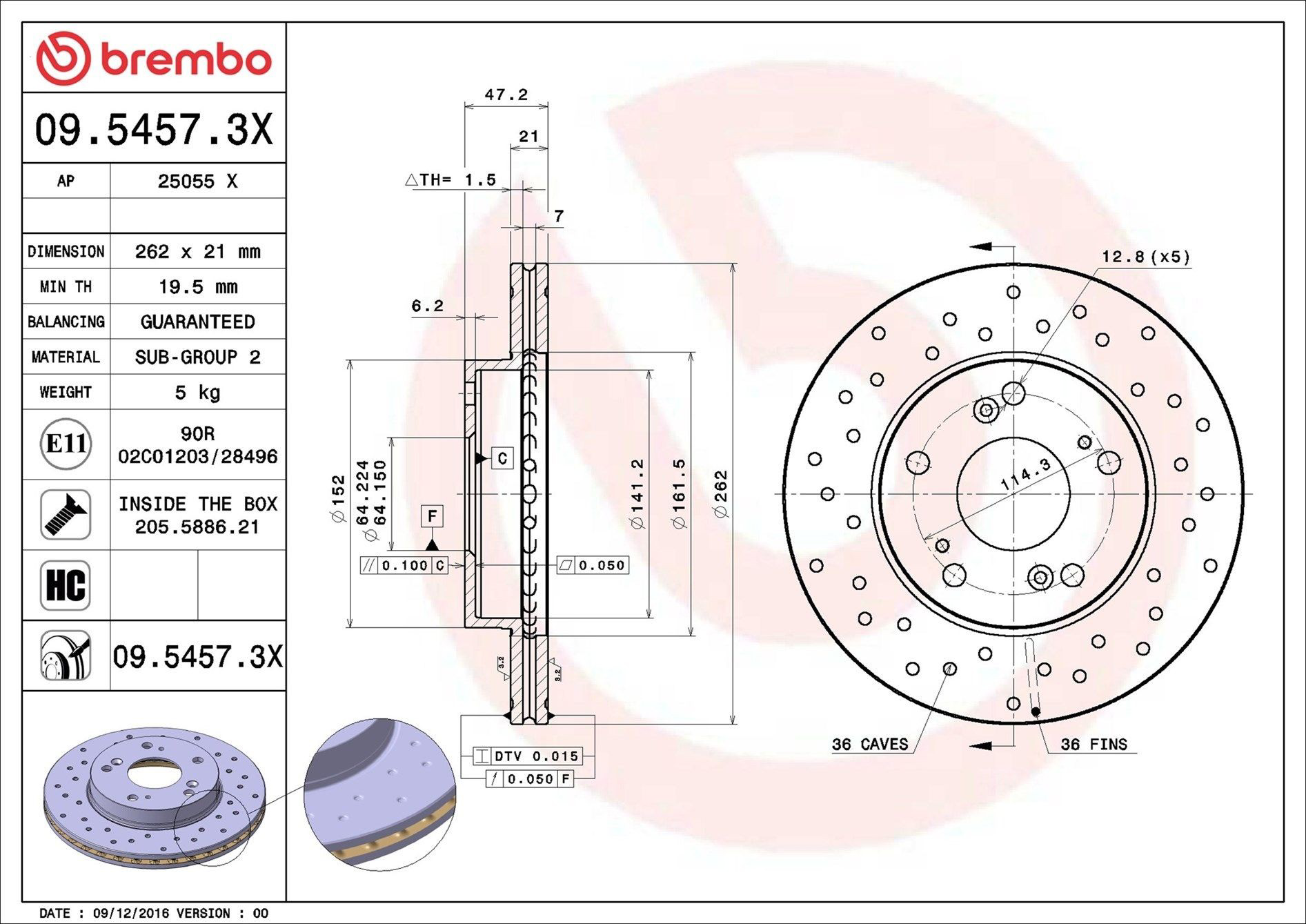 Compre 0954573X Brembo Disco do freio dianteiro