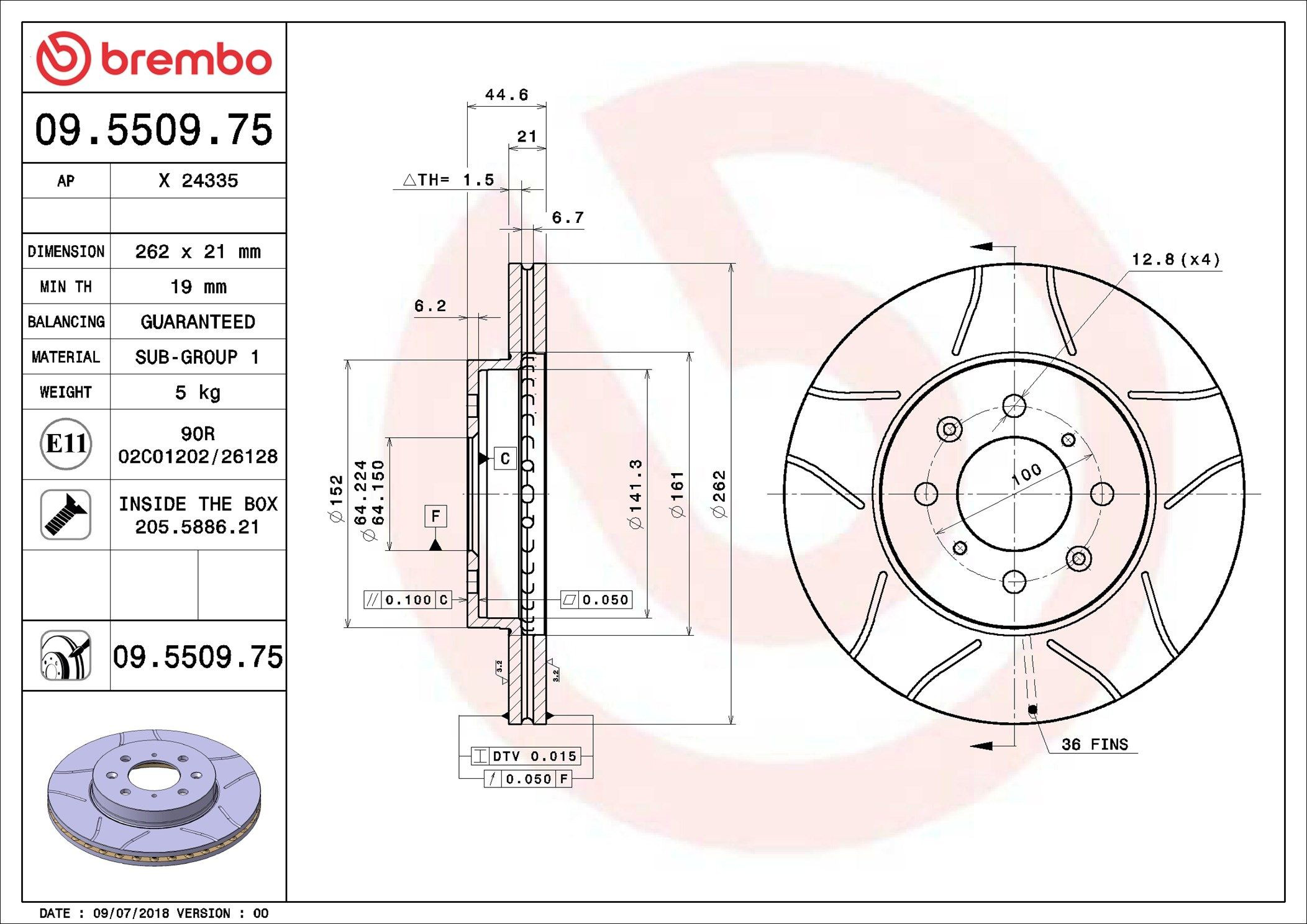 Compre 09550975 Brembo Disco do freio dianteiro
