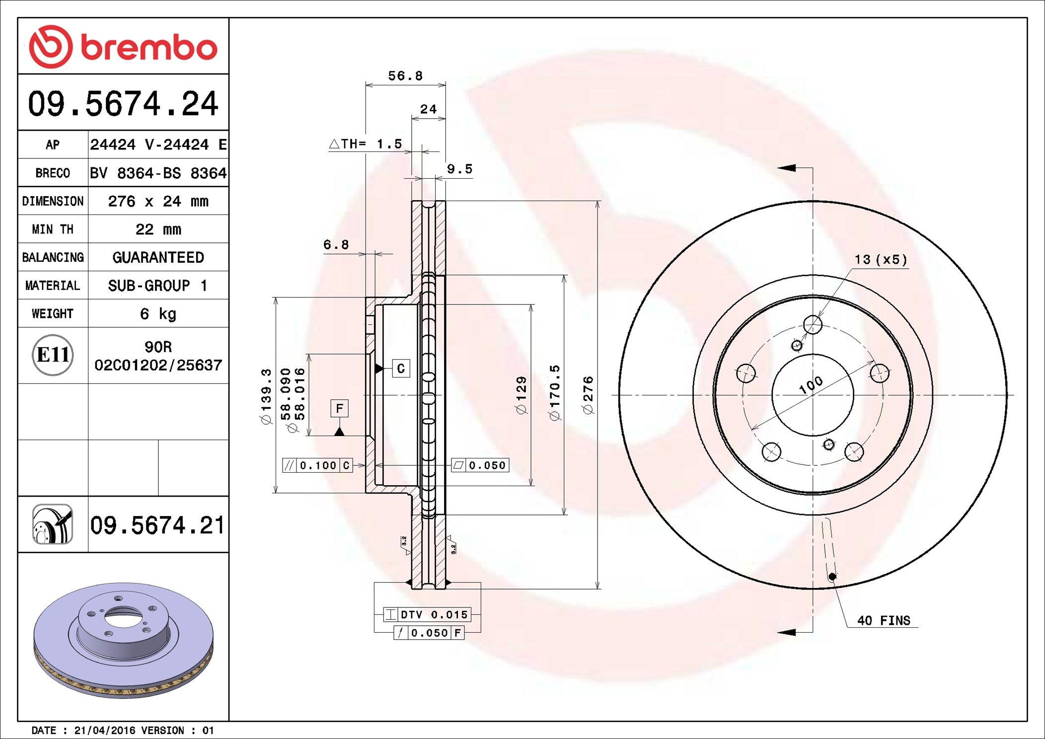 Compre 09567421 Brembo Disco do freio dianteiro