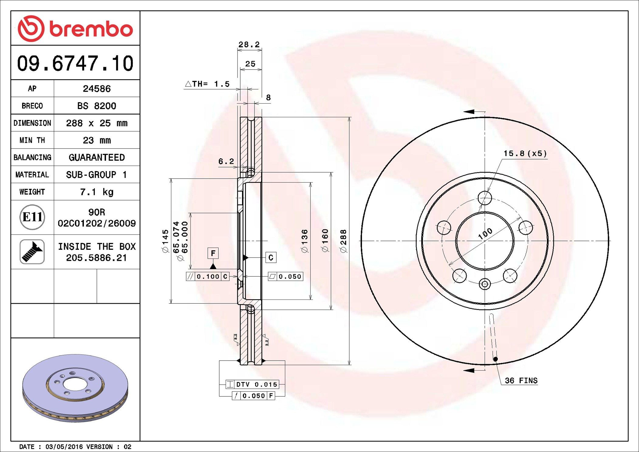 Compre 09674710 Brembo Disco do freio dianteiro