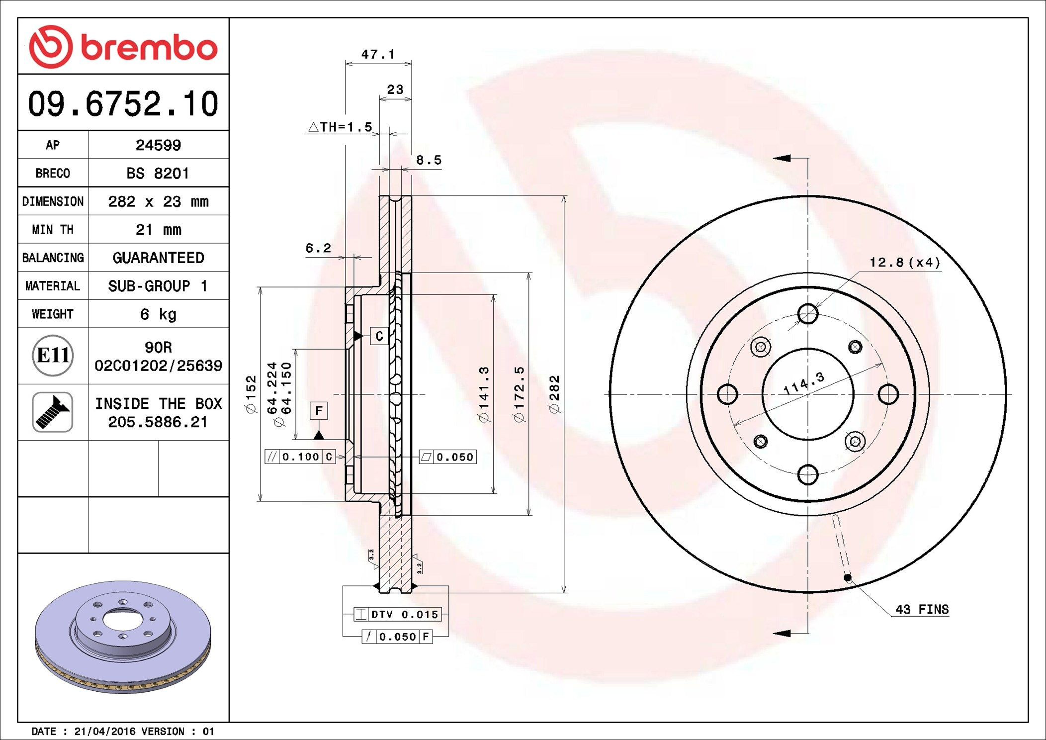 Compre 09675210 Brembo Disco do freio dianteiro