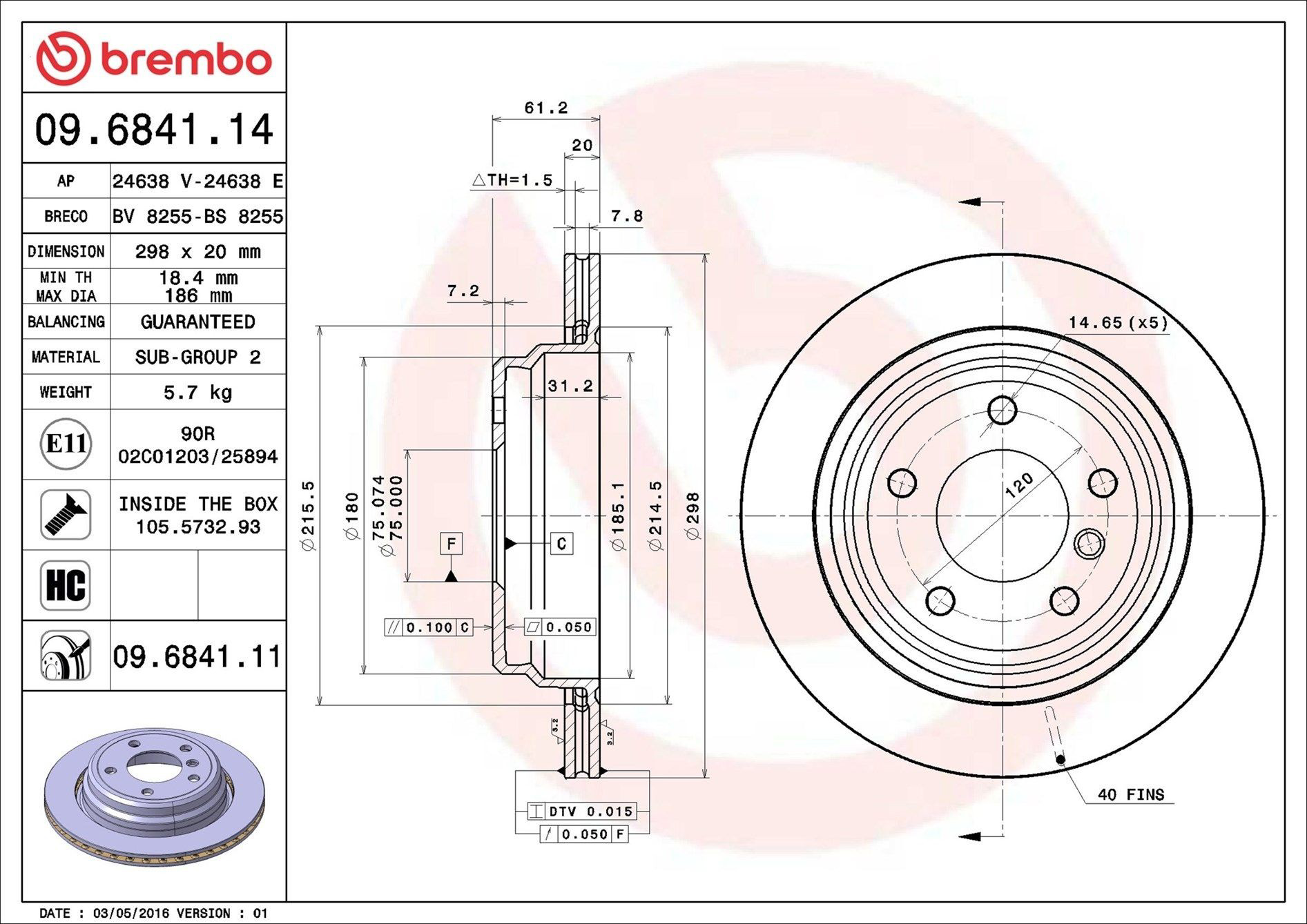 Disco do freio traseiro Brembo 09684111 preço, a partir de 40,80 USD