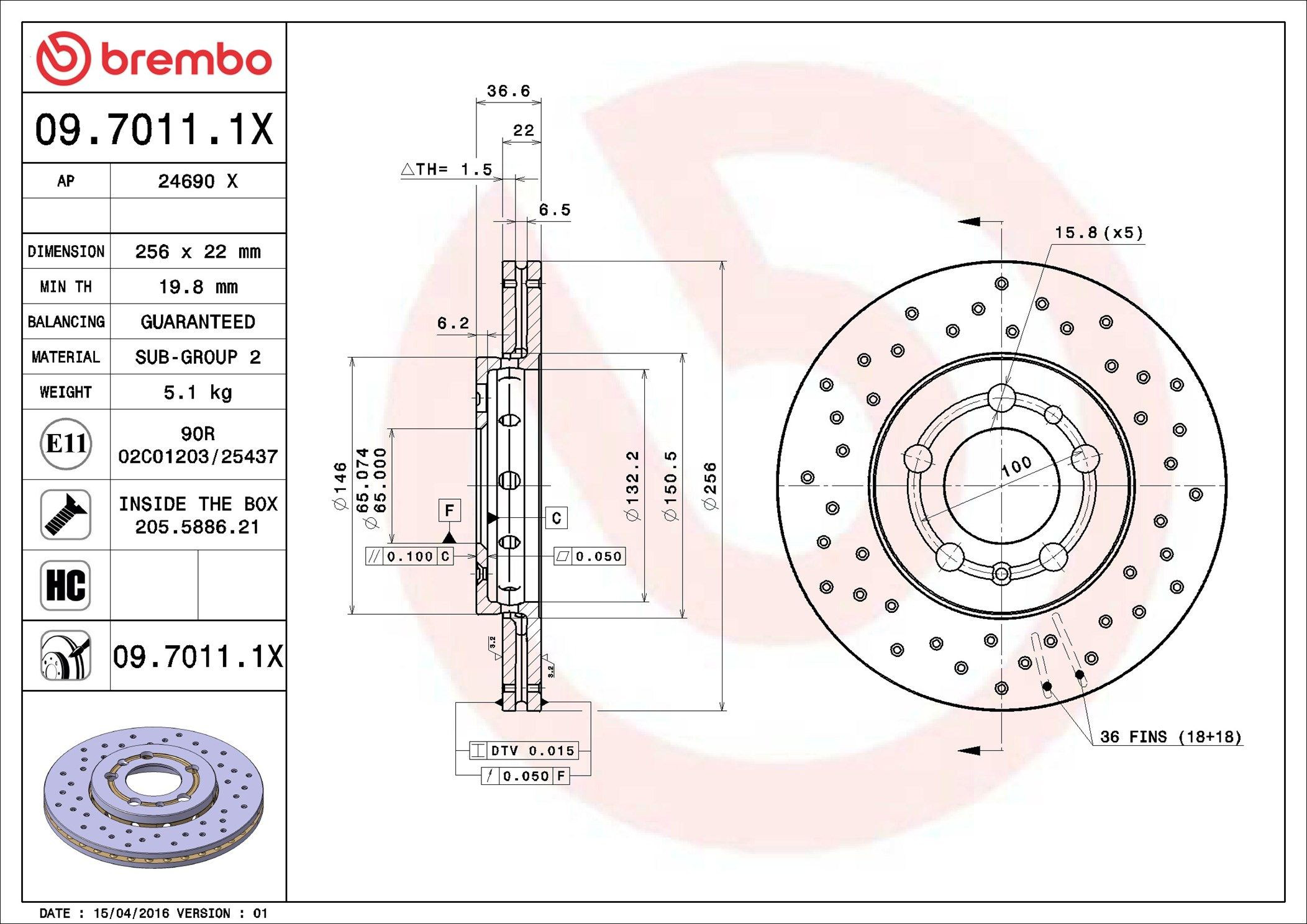 0970111X Brembo Disco do freio dianteiro