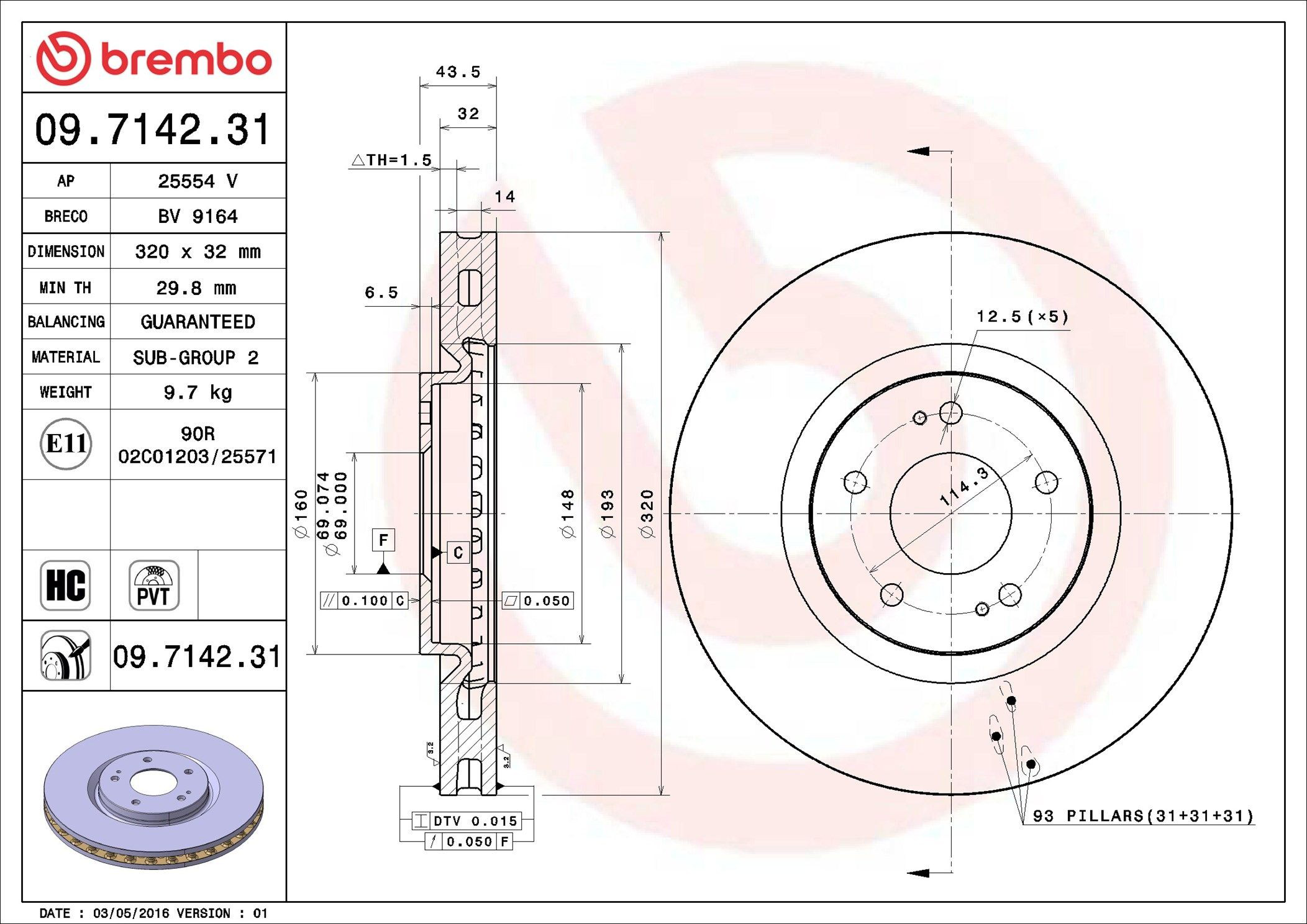 Disco do freio dianteiro Brembo 09714231 preço, a partir de 81,21 USD