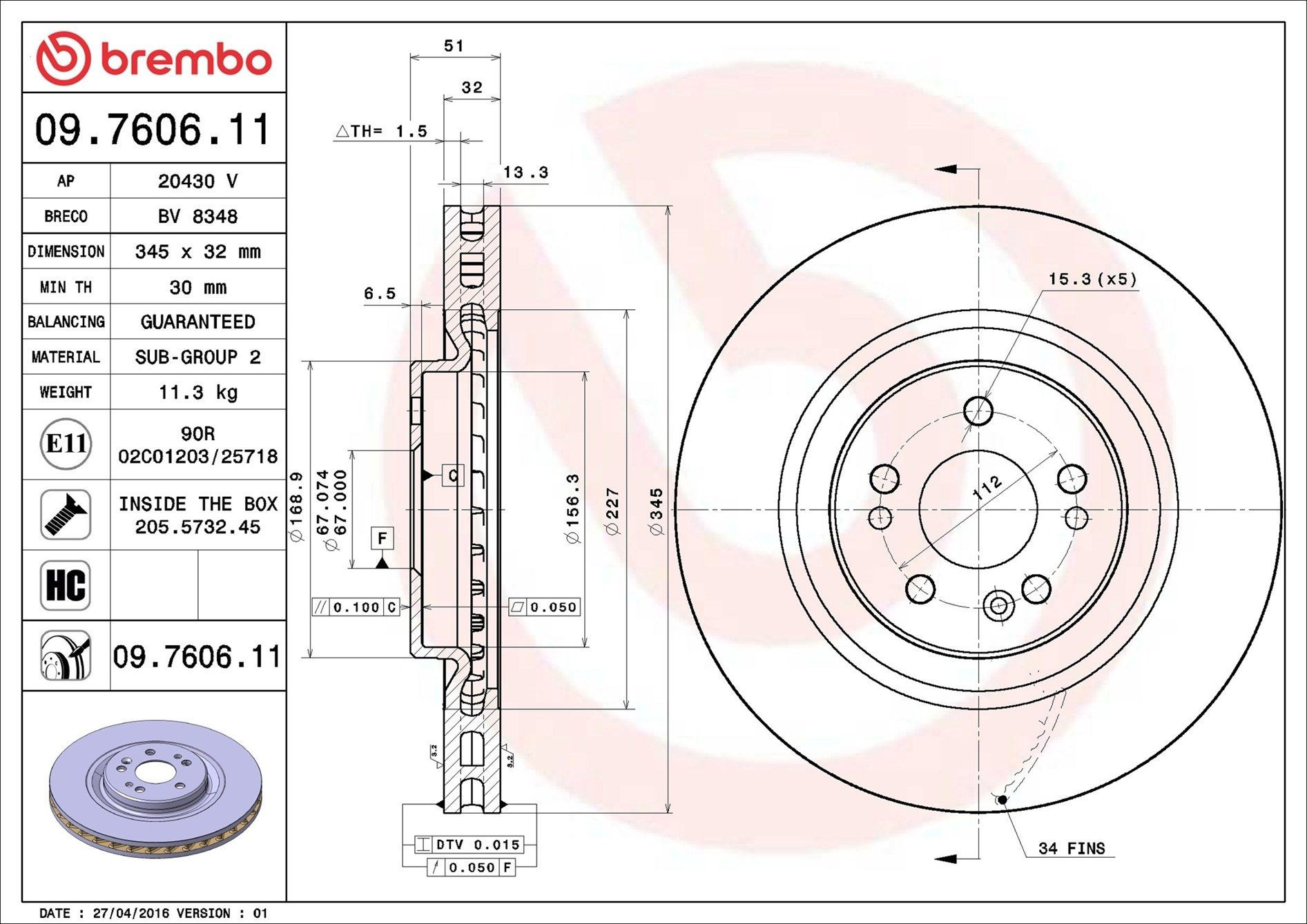 Compre 09760611 Brembo Disco do freio dianteiro