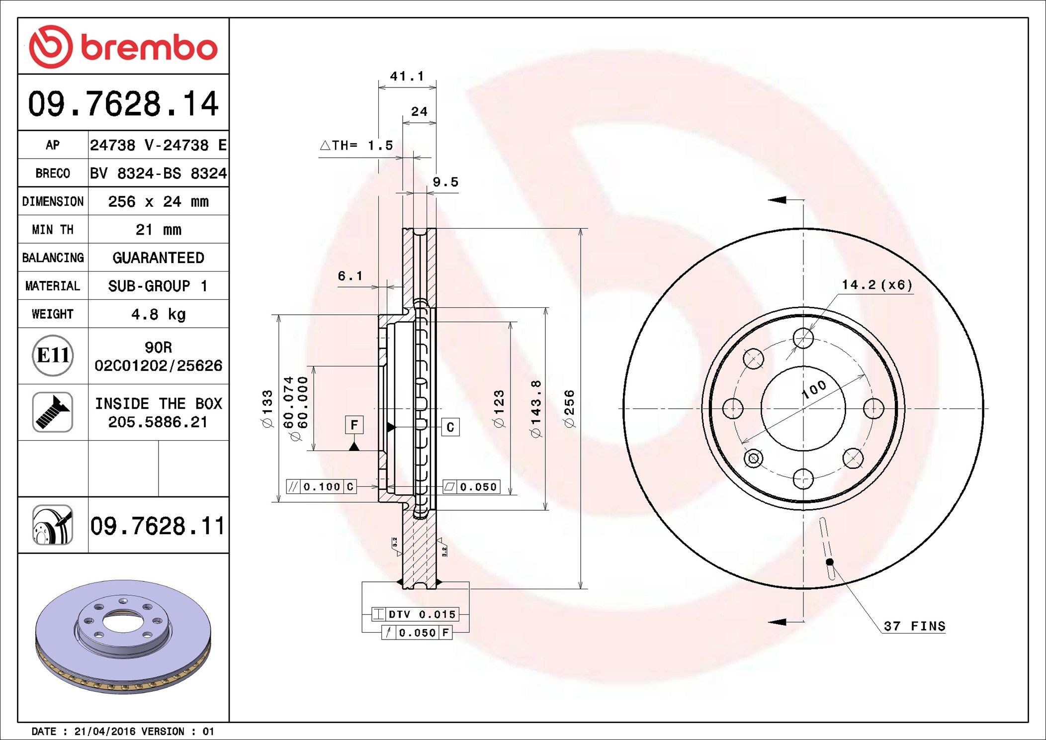 Compre 09762814 Brembo Disco do freio dianteiro