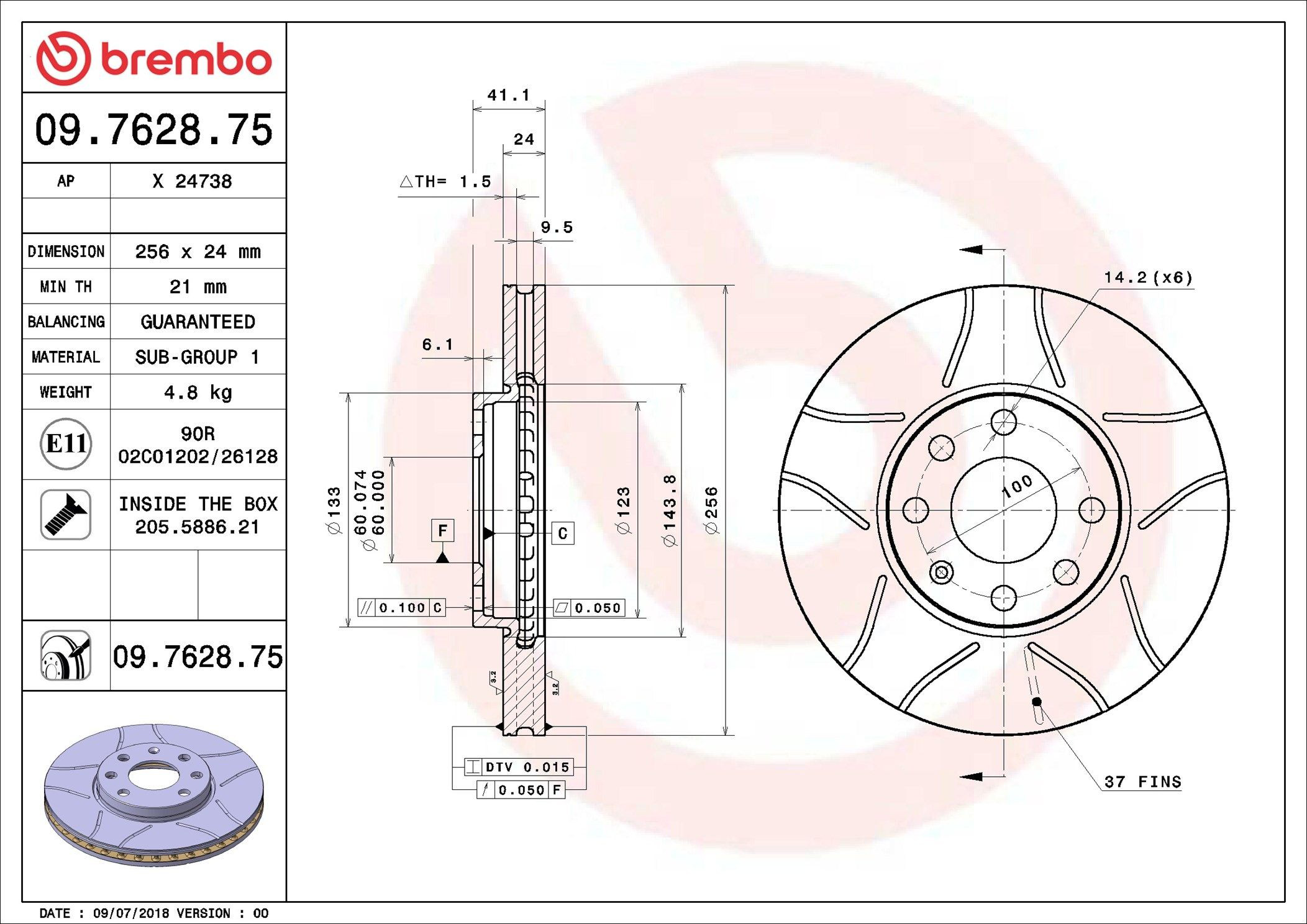 Disco do freio dianteiro Brembo 09762875 preço, a partir de 34,49 USD
