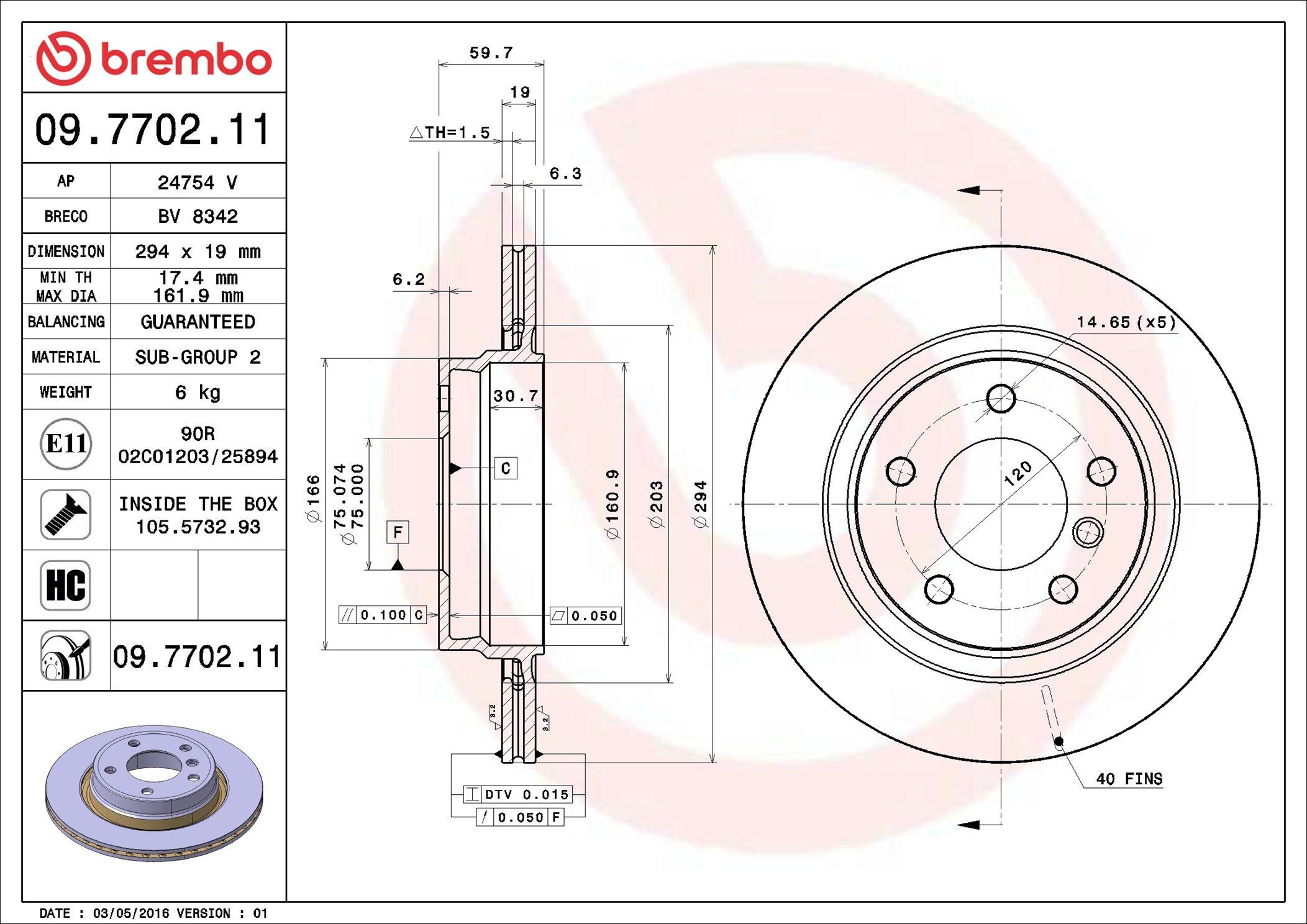 Compre 09770211 Brembo Disco do freio traseiro