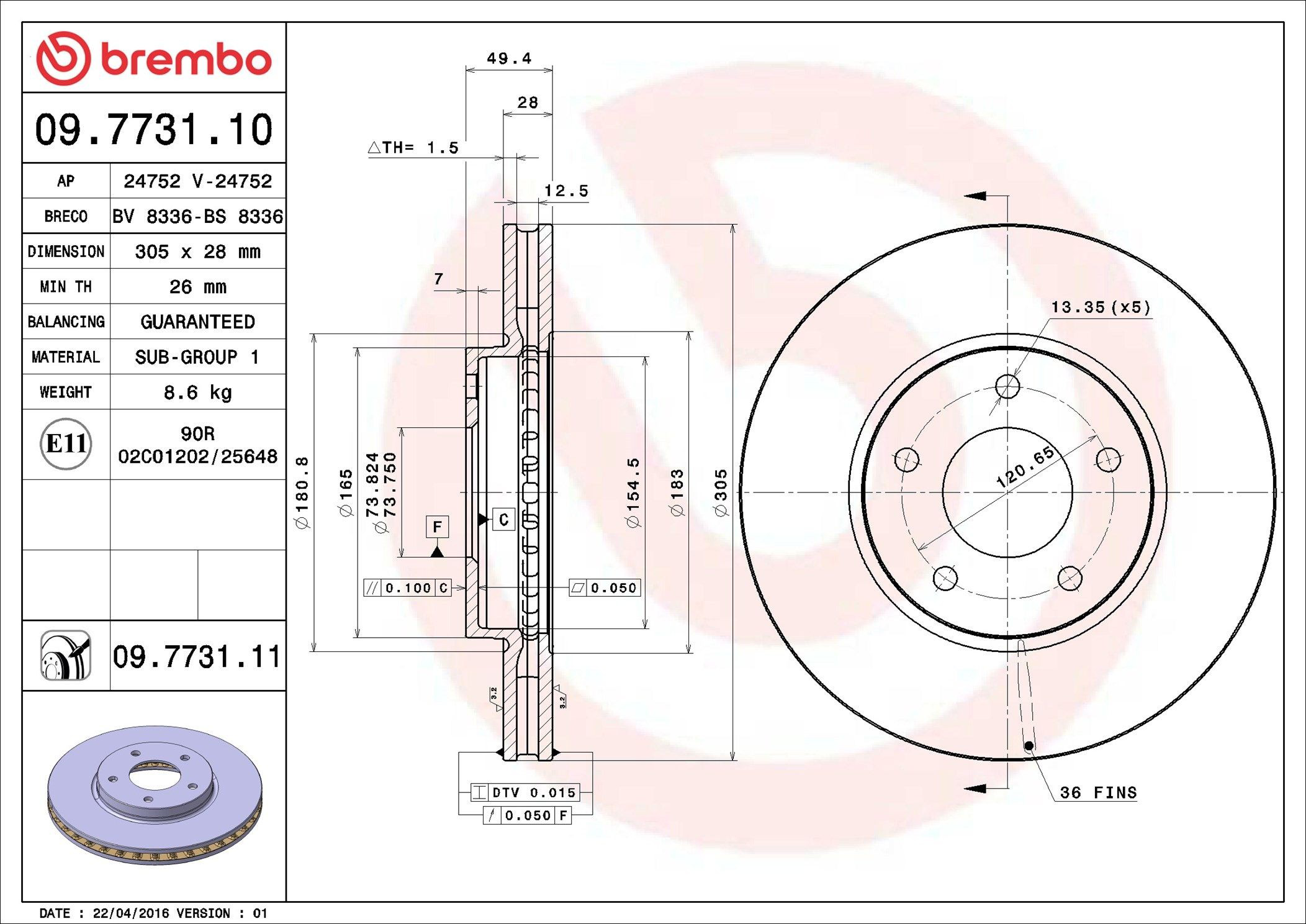 Compre 09773111 Brembo Disco do freio dianteiro