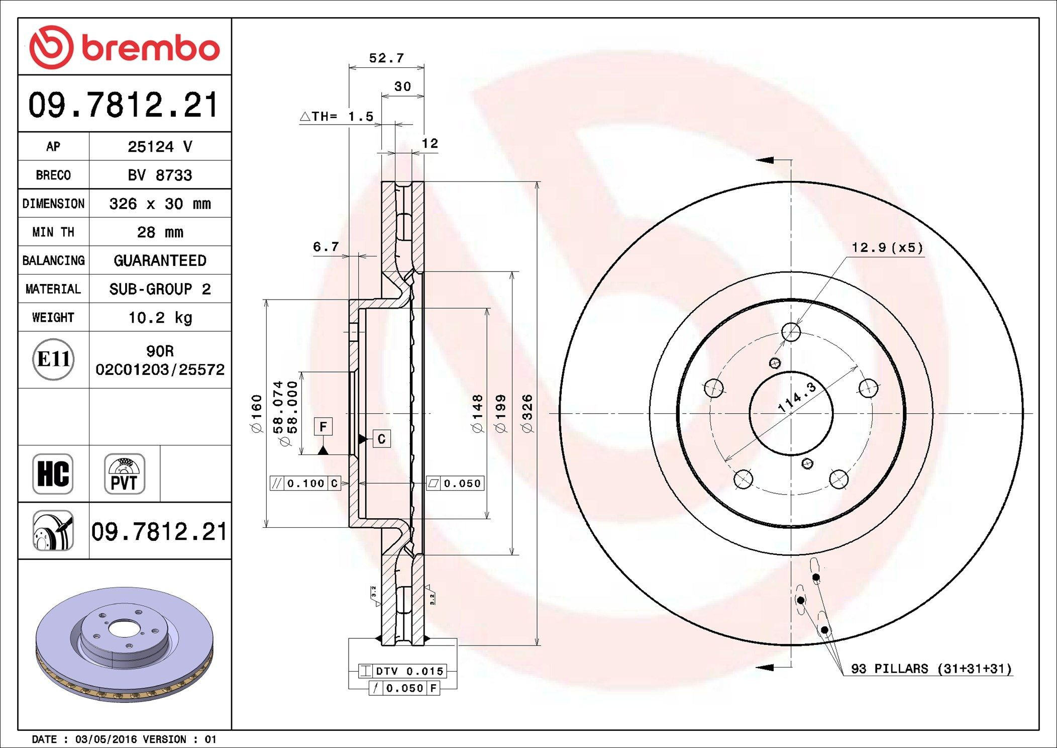 Compre 09781221 Brembo Disco do freio dianteiro