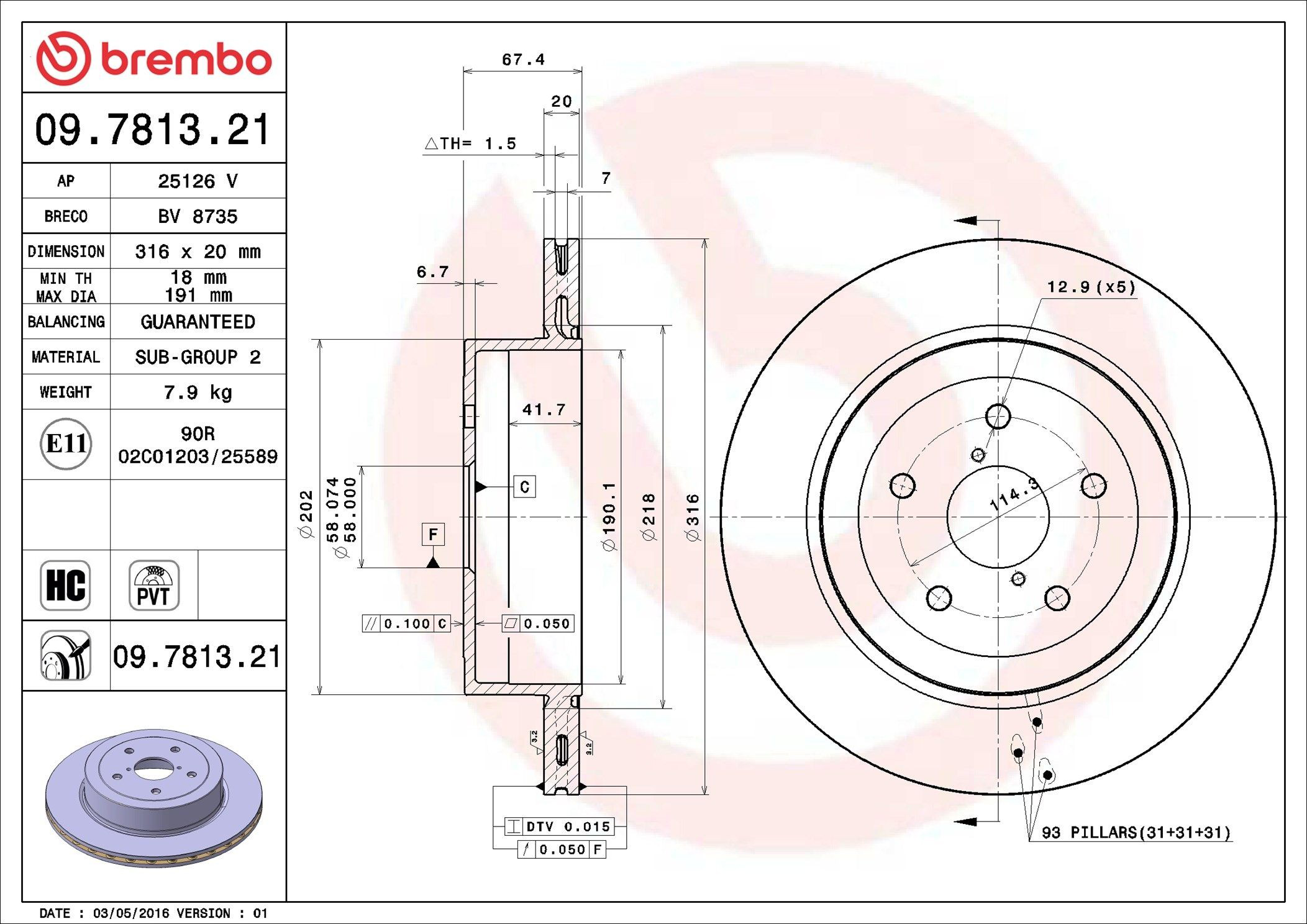 Disco do freio traseiro Brembo 09781321 preço, a partir de 86,14 USD