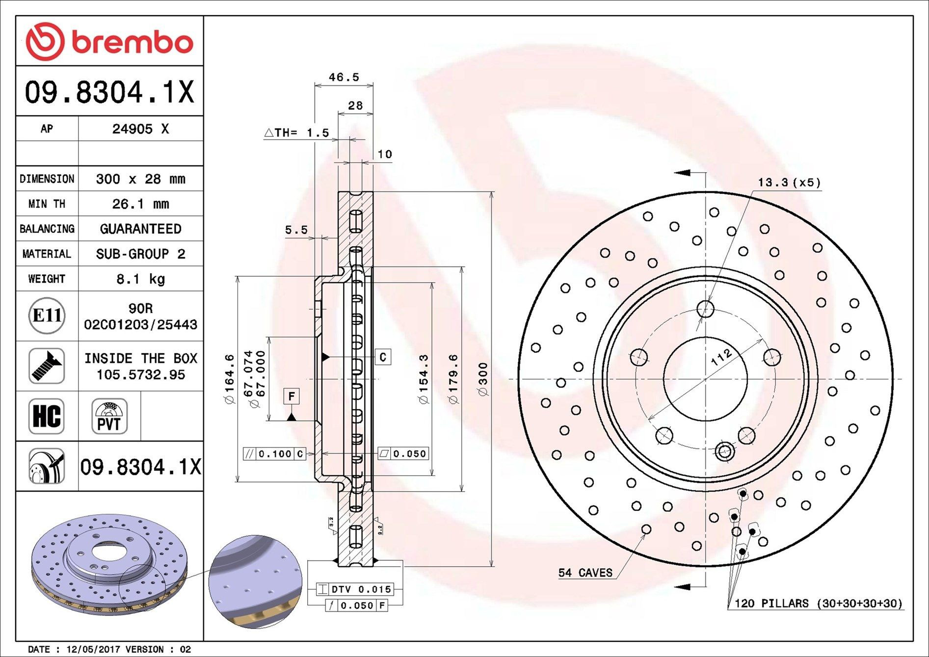 Disco do freio dianteiro Brembo 0983041X preço, a partir de 60,39 USD