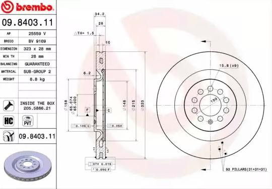 Compre 09840311 Brembo Disco do freio dianteiro